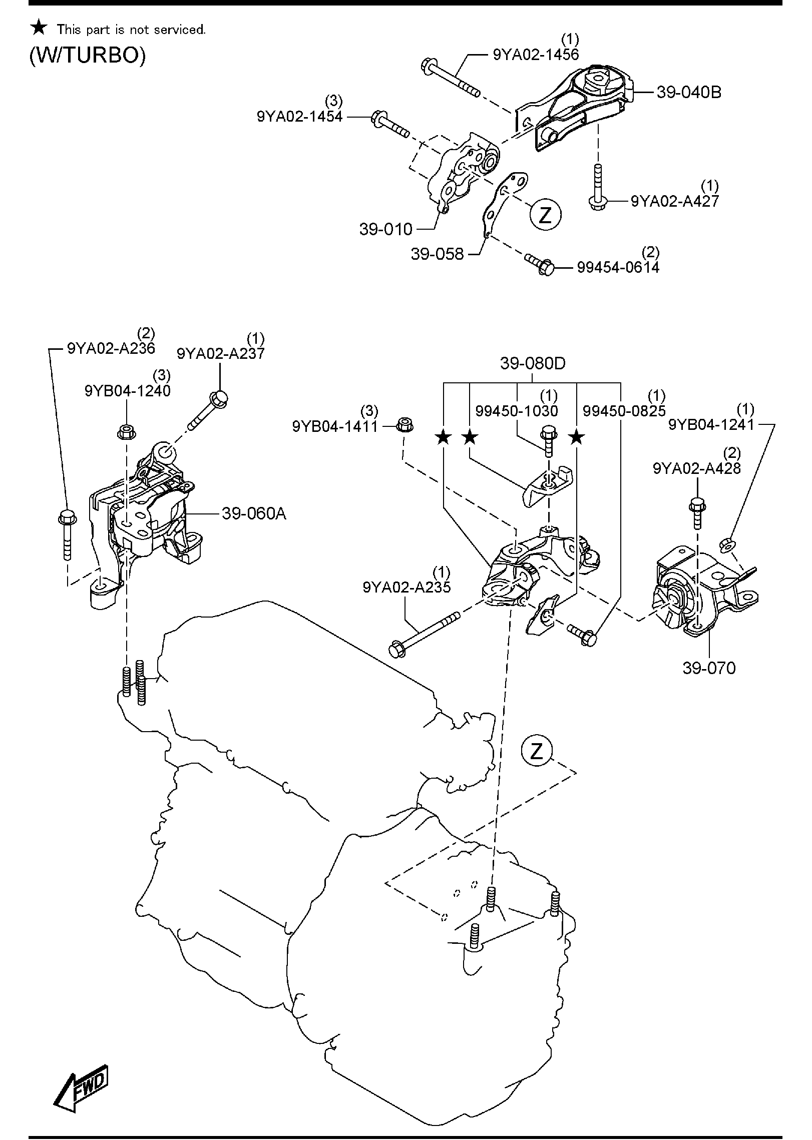 Diagram ENGINE & T/MISSION MOUNTINGS (AT)(2WD) for your 2011 Mazda MX-5 Miata   