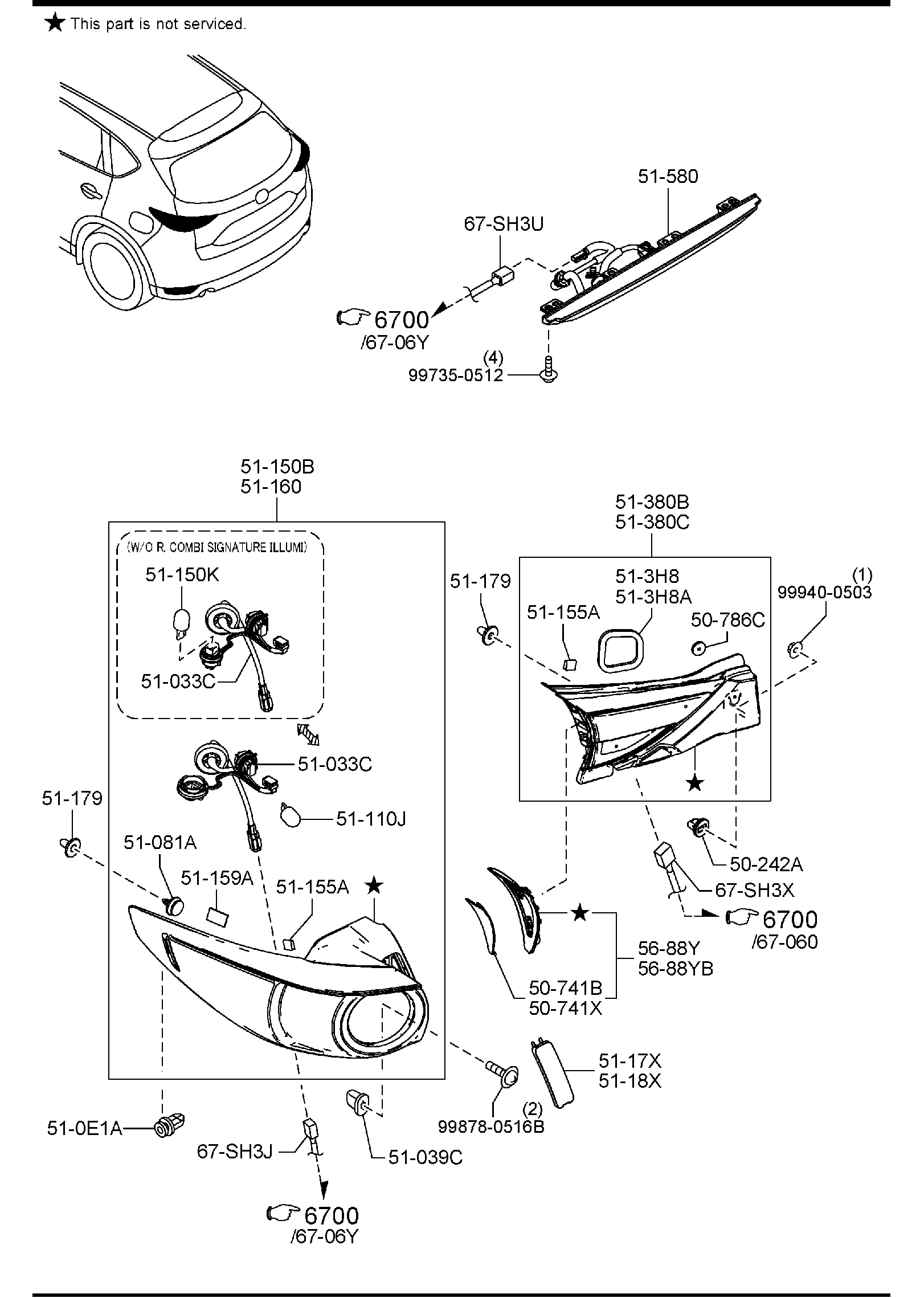 Diagram REAR COMBINATION LAMPS for your Mazda