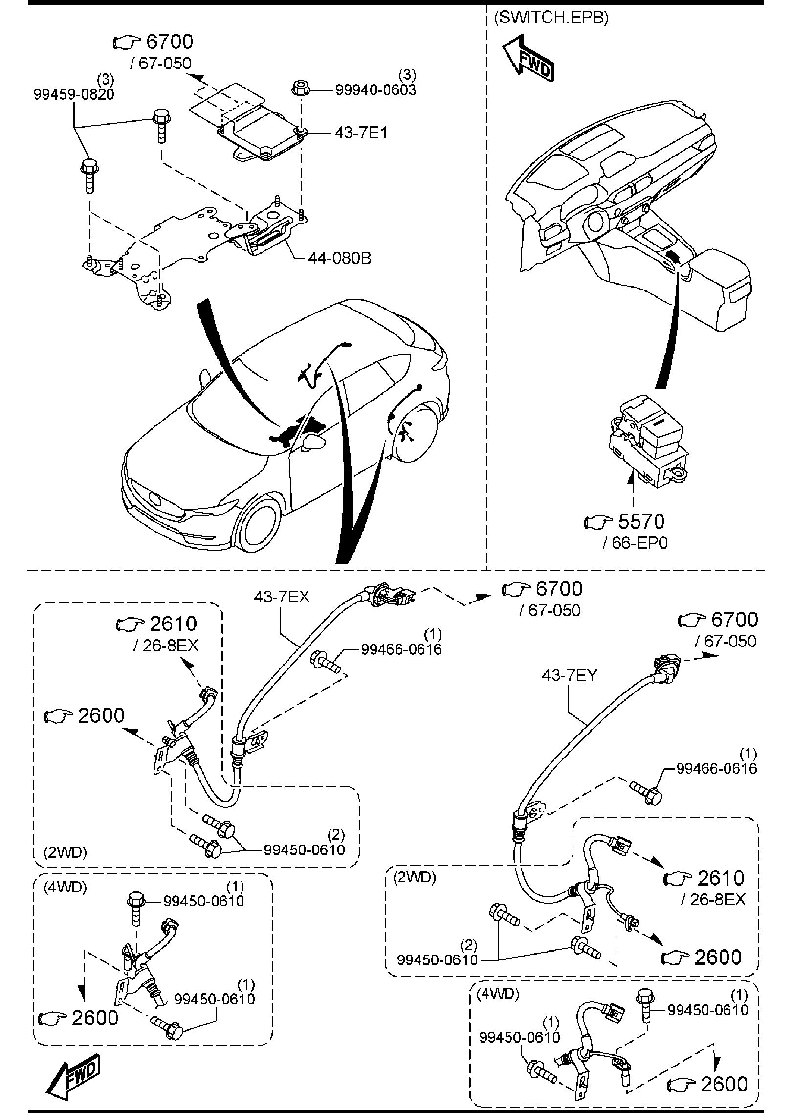 Diagram PARKING BRAKE SYSTEM for your Mazda