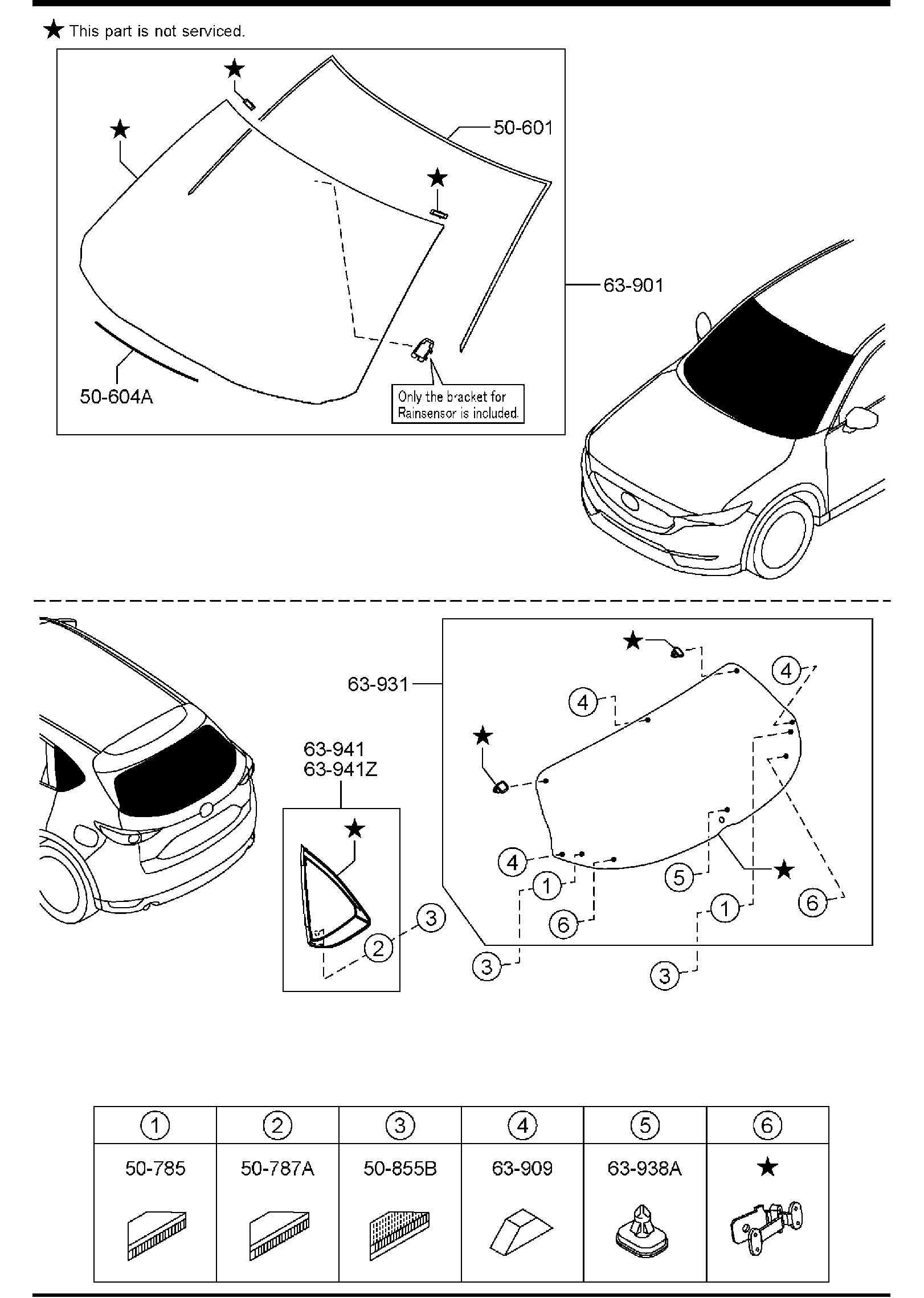 Diagram WINDOW GLASSES for your Mazda