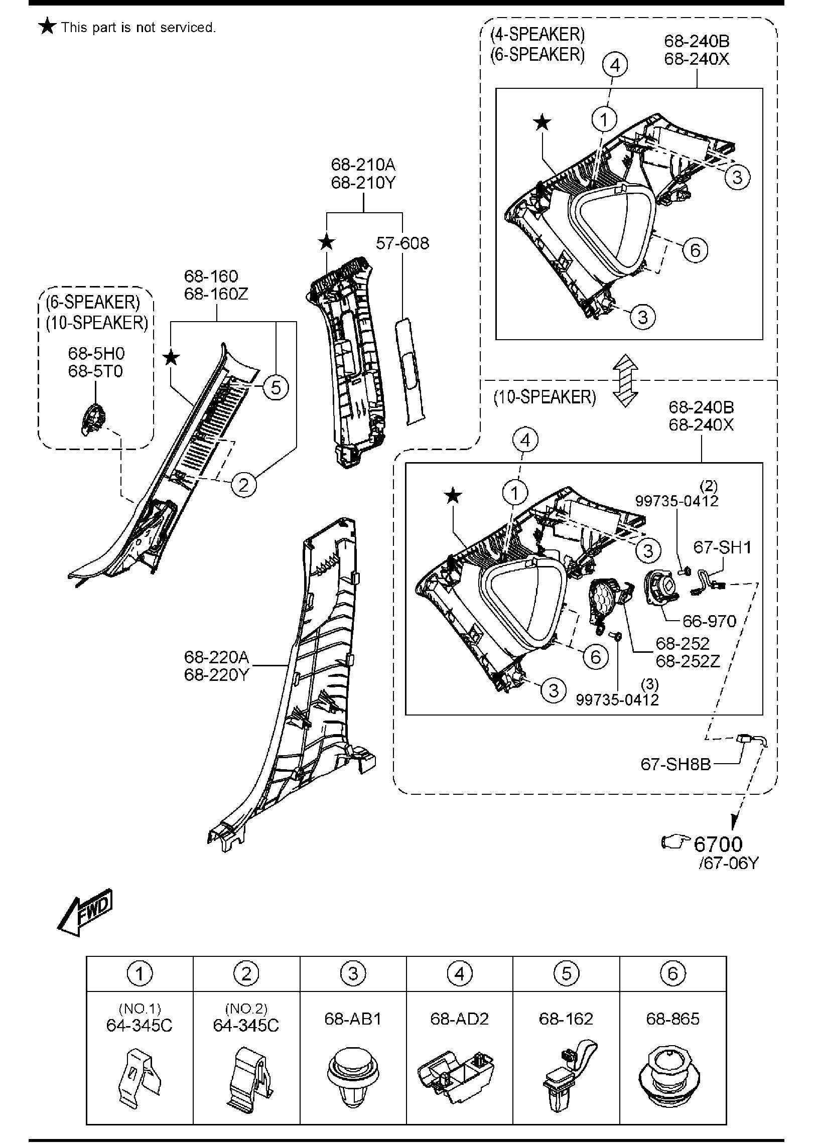 Diagram PILLAR TRIMS for your Mazda
