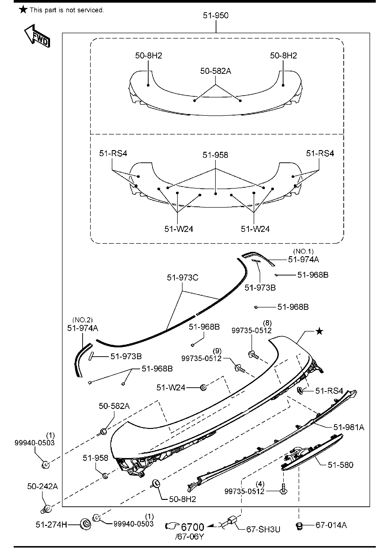Diagram SPOILERS & RELATED PARTS for your Mazda