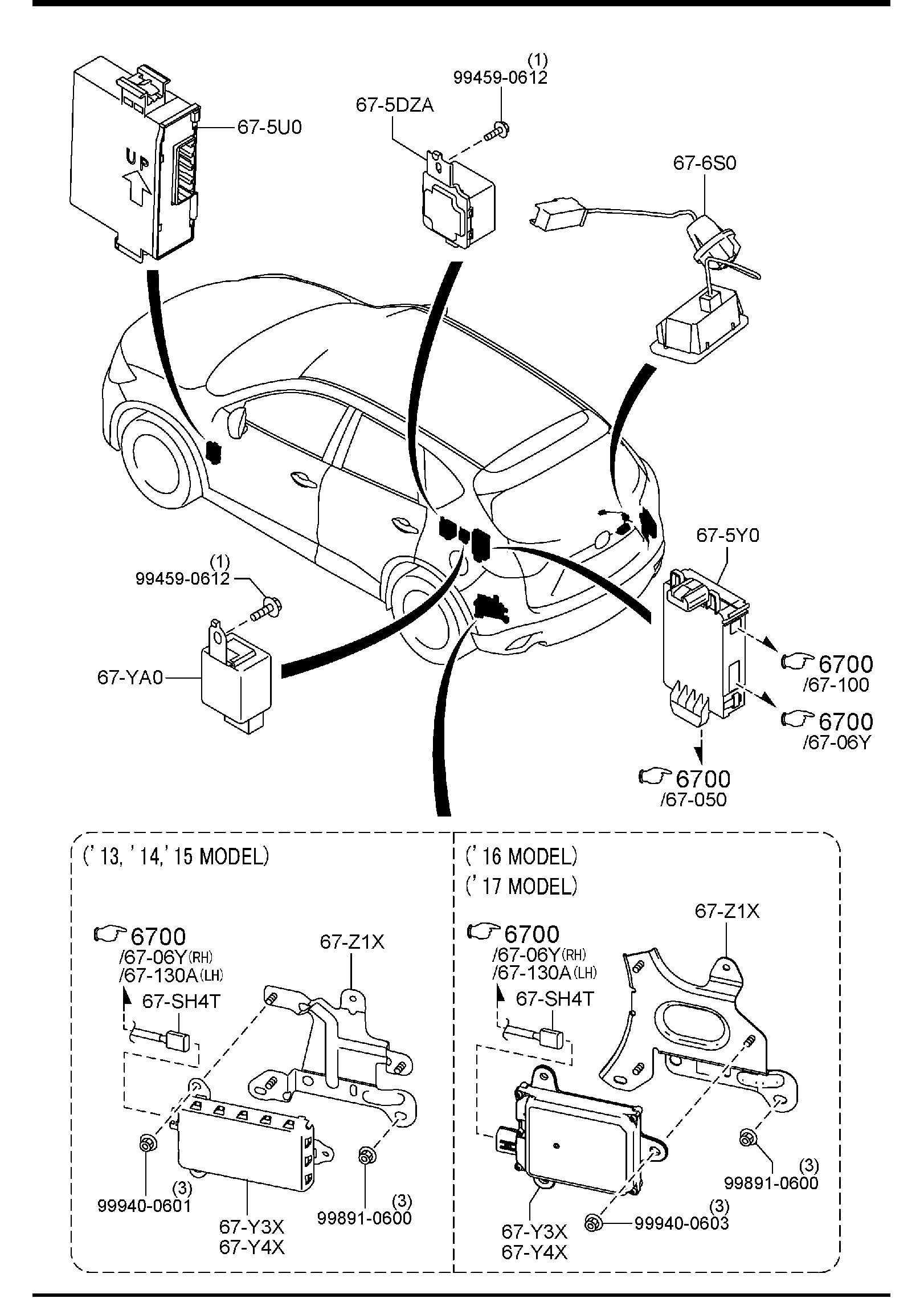 Diagram BODY RELAYS & UNIT for your Mazda B2000  