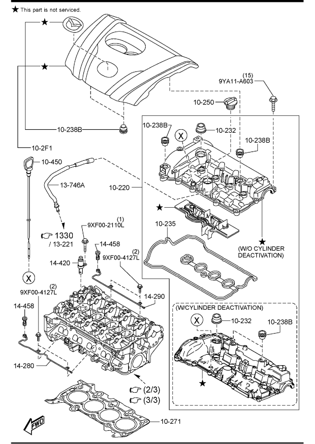 Diagram CYLINDER HEAD & COVER (W/O TURBO) for your 2003 Mazda Protege   