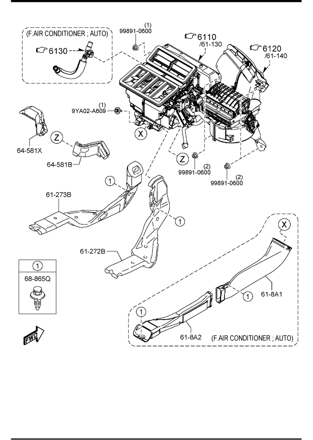 Diagram FRONT HEATER (GASOLINE) for your 2001 Mazda B4000   