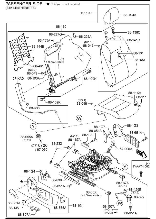 Diagram FRONT SEATS (U.S.A. & CANADA) for your 2007 Mazda CX-7   