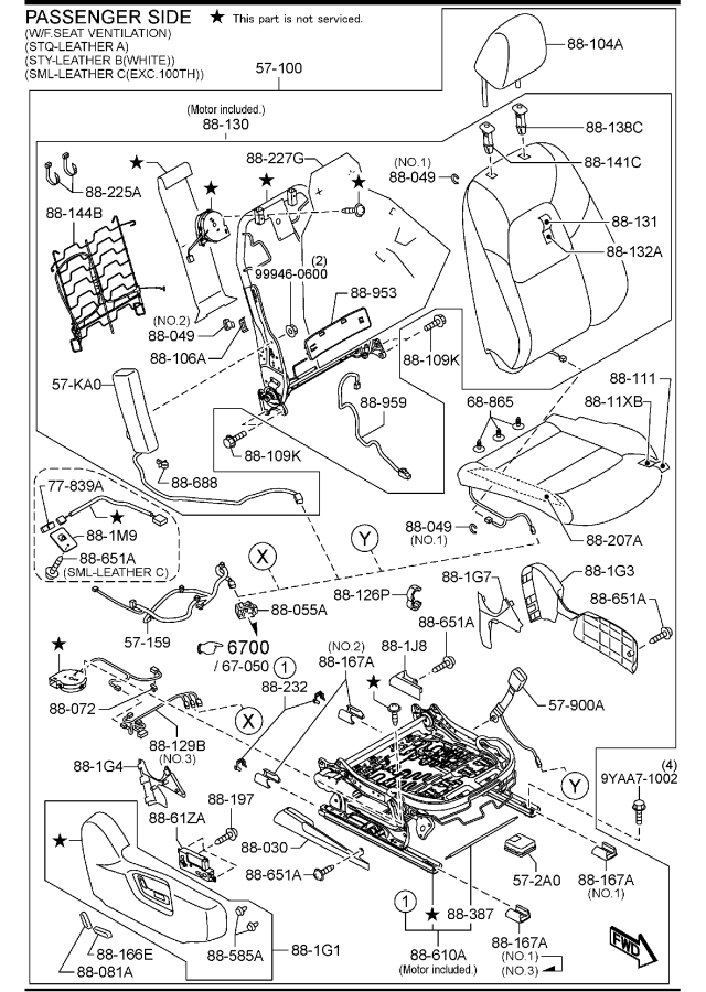 Diagram FRONT SEATS (MEXICO) for your 2011 Mazda CX-7   