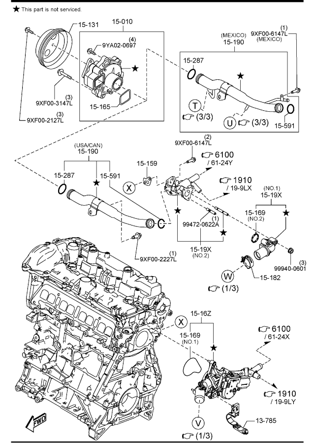 Diagram COOLING SYSTEM (W/O TURBO) for your 2011 Mazda CX-9   