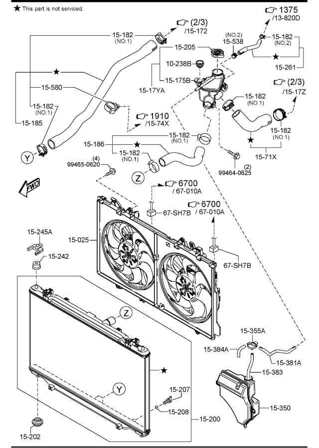 Diagram COOLING SYSTEM (W/TURBO) for your Mazda CX-5  