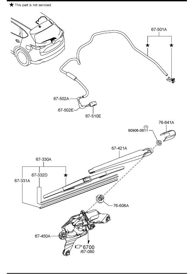 Diagram WINDOW WIPER & WASHER (REAR) for your Mazda