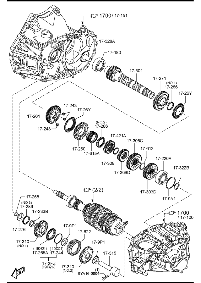 Diagram MANUAL TRANSMISSION GEARS for your Mazda