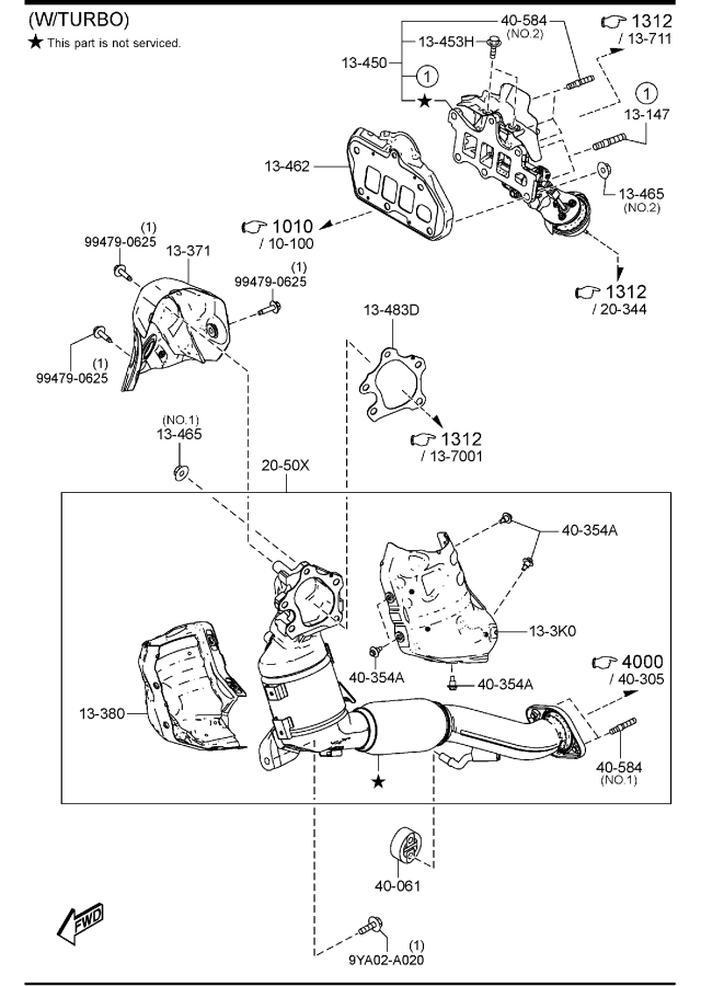 Diagram EXHAUST MANIFOLD (GASOLINE) for your 2023 Mazda CX-50  WAGON S PREFERRED 