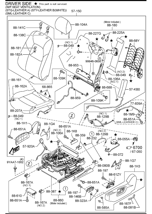 Diagram FRONT SEATS (MEXICO) for your 2012 Mazda Mazda3   