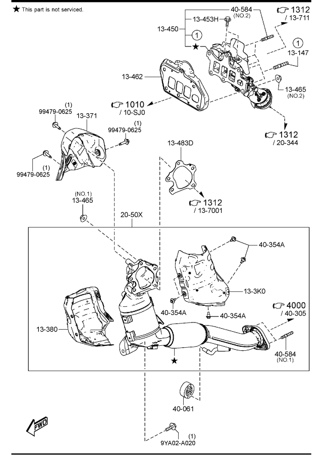 Diagram EXHAUST MANIFOLD (W/TURBO) for your Mazda CX-5  