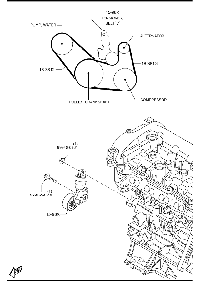 Diagram BRACKET, PULLEY & BELT (W/O TURBO) for your 2023 Mazda CX-5   
