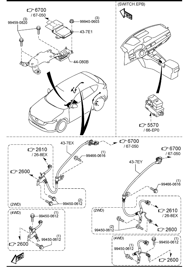 Diagram PARKING BRAKE SYSTEM for your Mazda