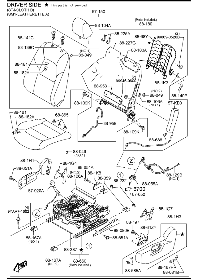 Diagram FRONT SEATS (MEXICO) for your 2011 Mazda Tribute   