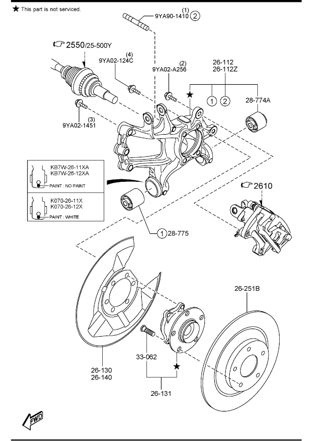 Diagram REAR AXLE (2WD) for your 2017 Mazda Mazda3 2.0L AT 2WD SEDAN SPORT (VIN Begins: JM1) 