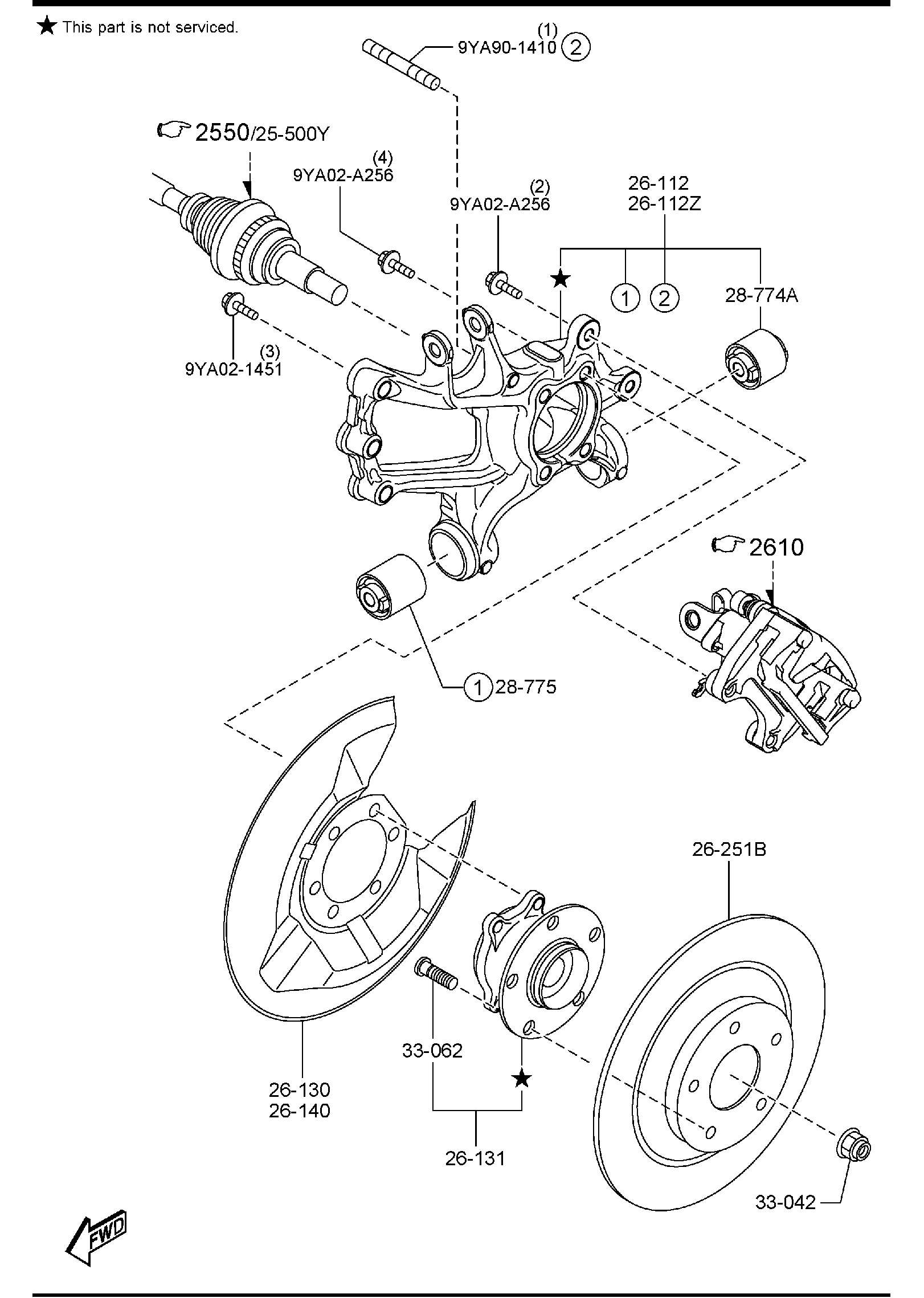 Diagram REAR AXLE (4WD) for your 2011 Mazda Mazda3  HATCHBACK SP 