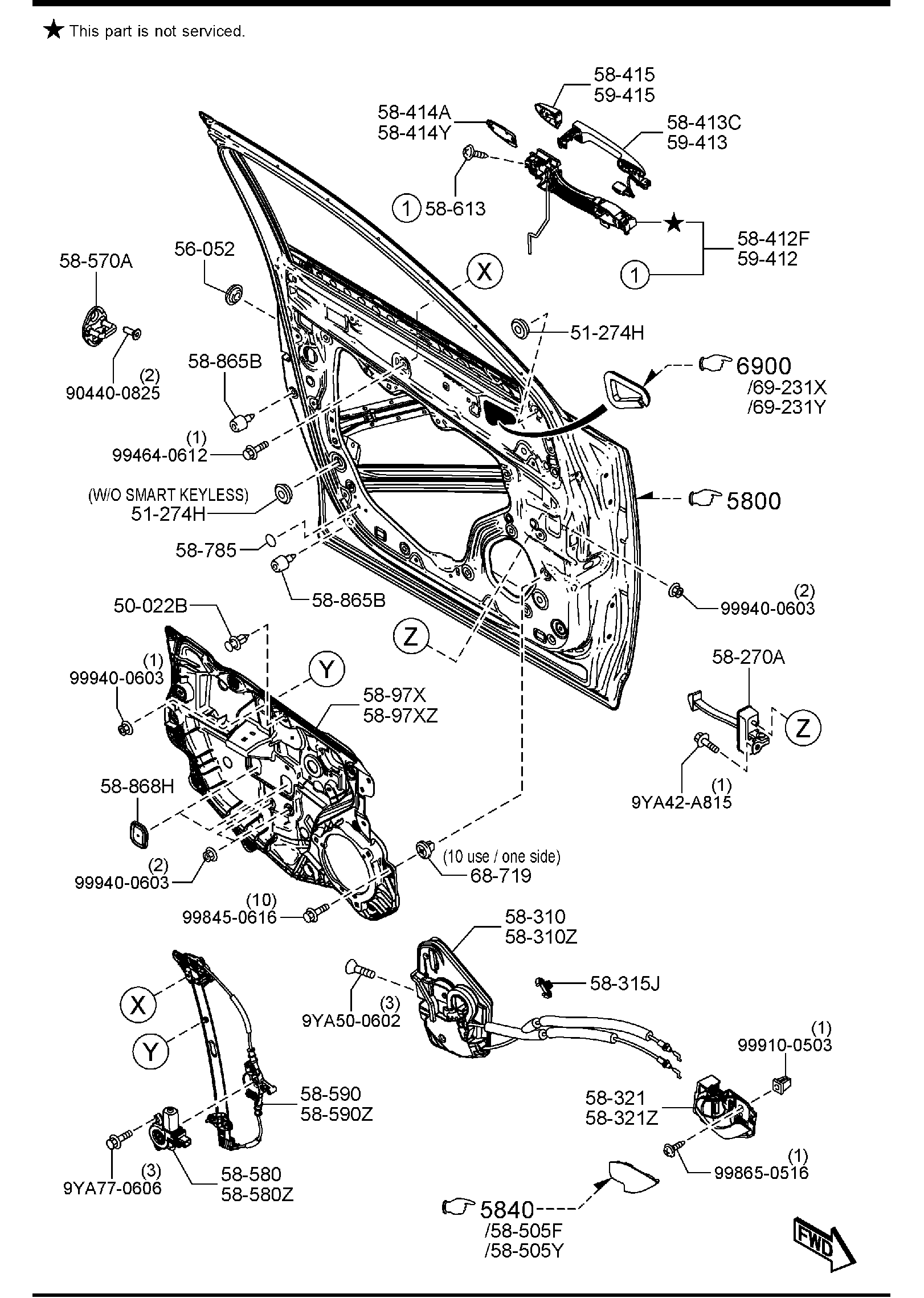 Full size assembly image of FRONT DOOR MECHANISMS (1/1)