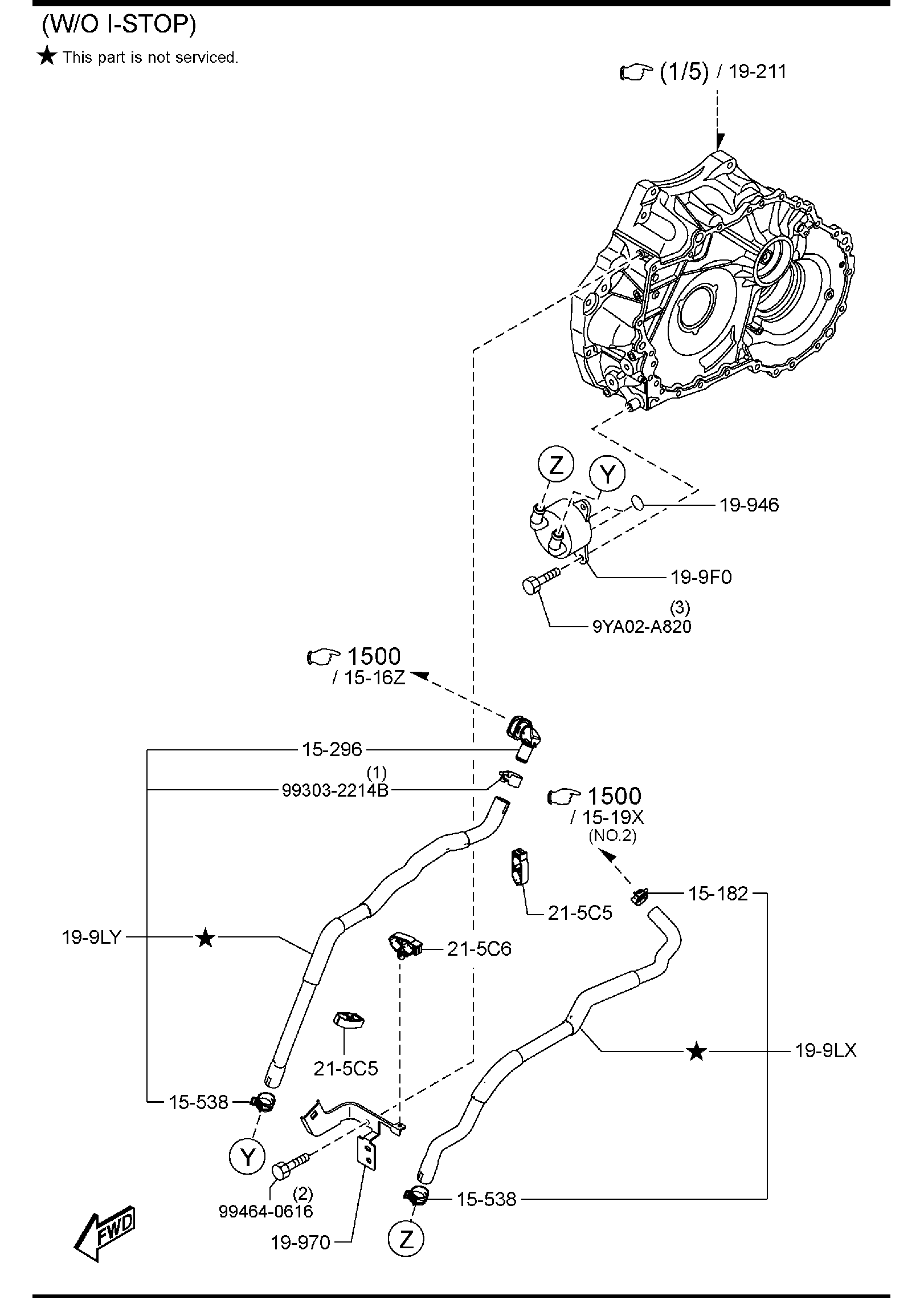 Diagram AUTOMATIC TRANSMISSION TORQUE CONVERTER, OIL PUMP & PIPINGS (W/O TURBO) for your Mazda