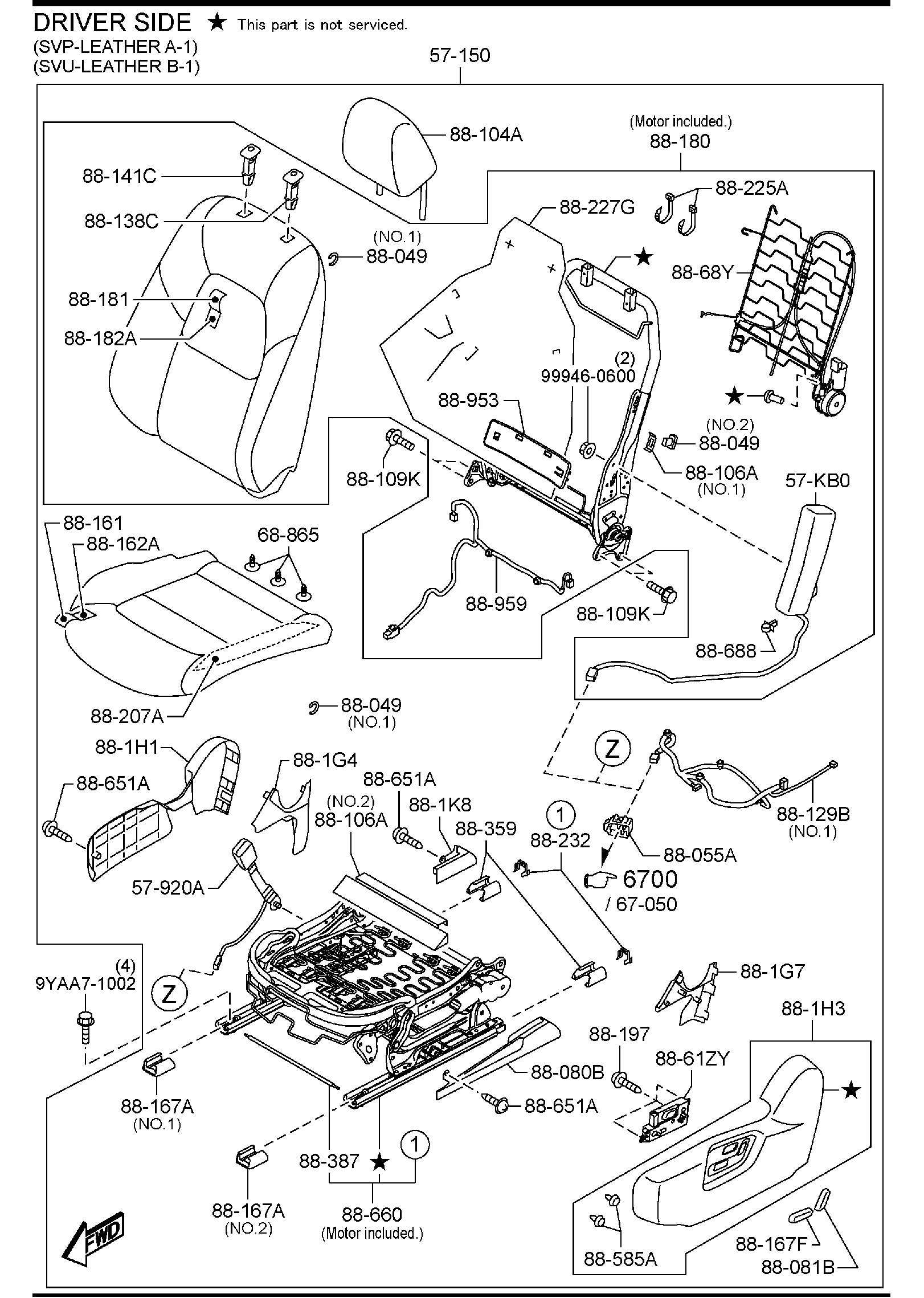 Diagram FRONT SEATS (MEXICO) for your Mazda