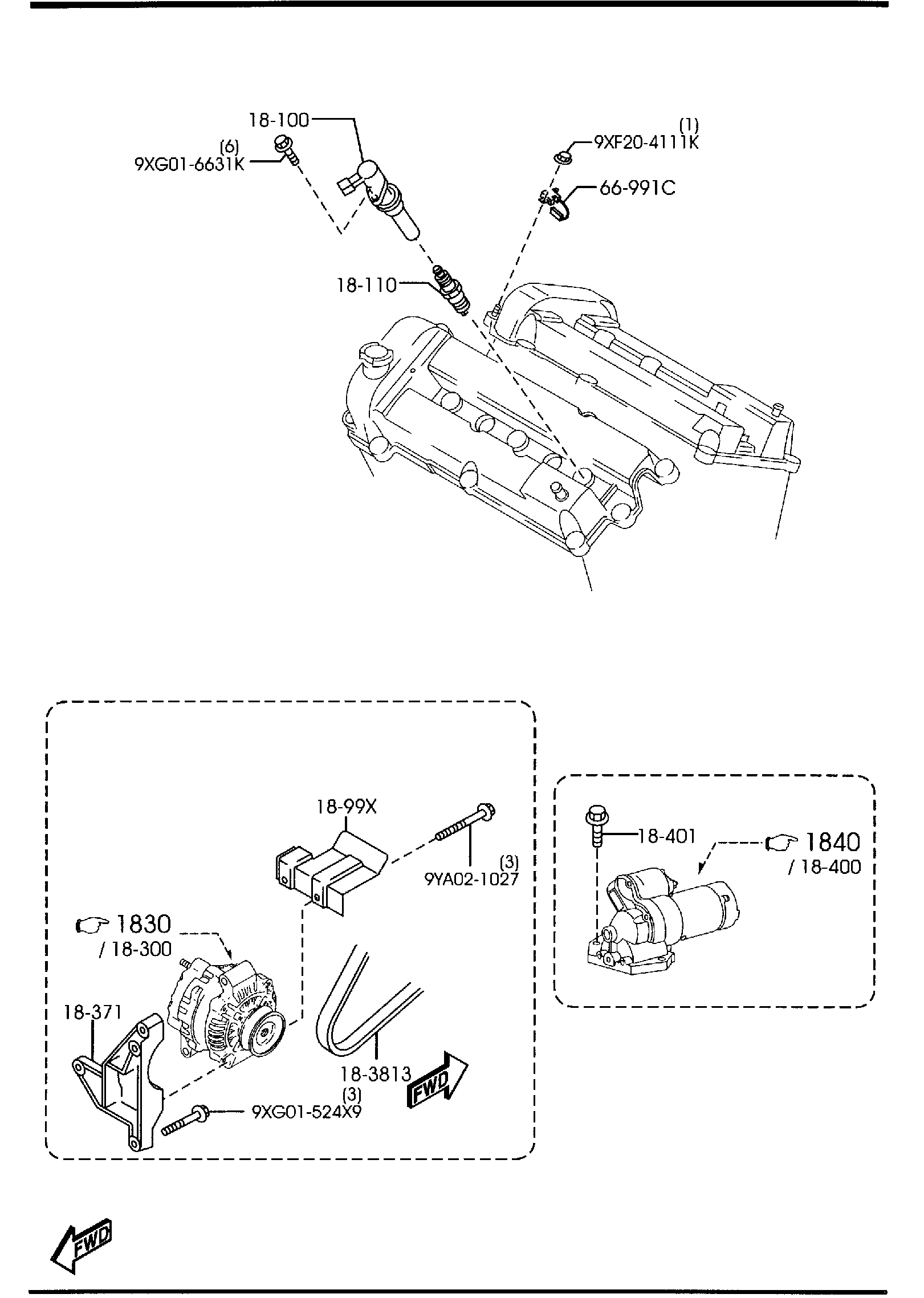 Diagram ENGINE ELECTRICAL SYSTEM for your Mazda