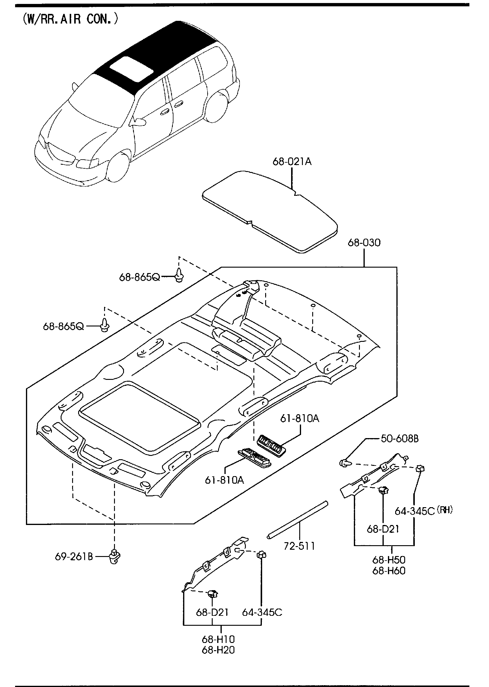 Diagram CEILING TRIMS (W/SUNROOF) for your 2021 Mazda CX-3   