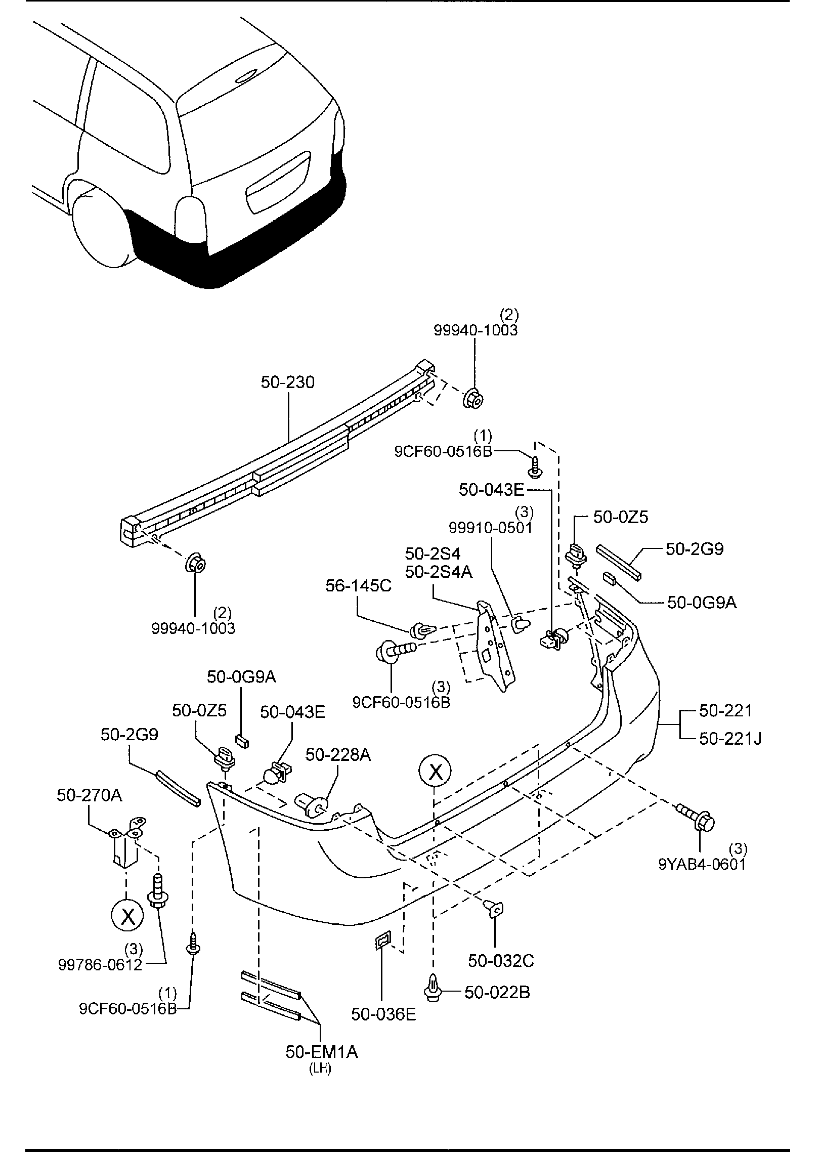 Diagram REAR BUMPER for your 2022 Mazda CX-30   
