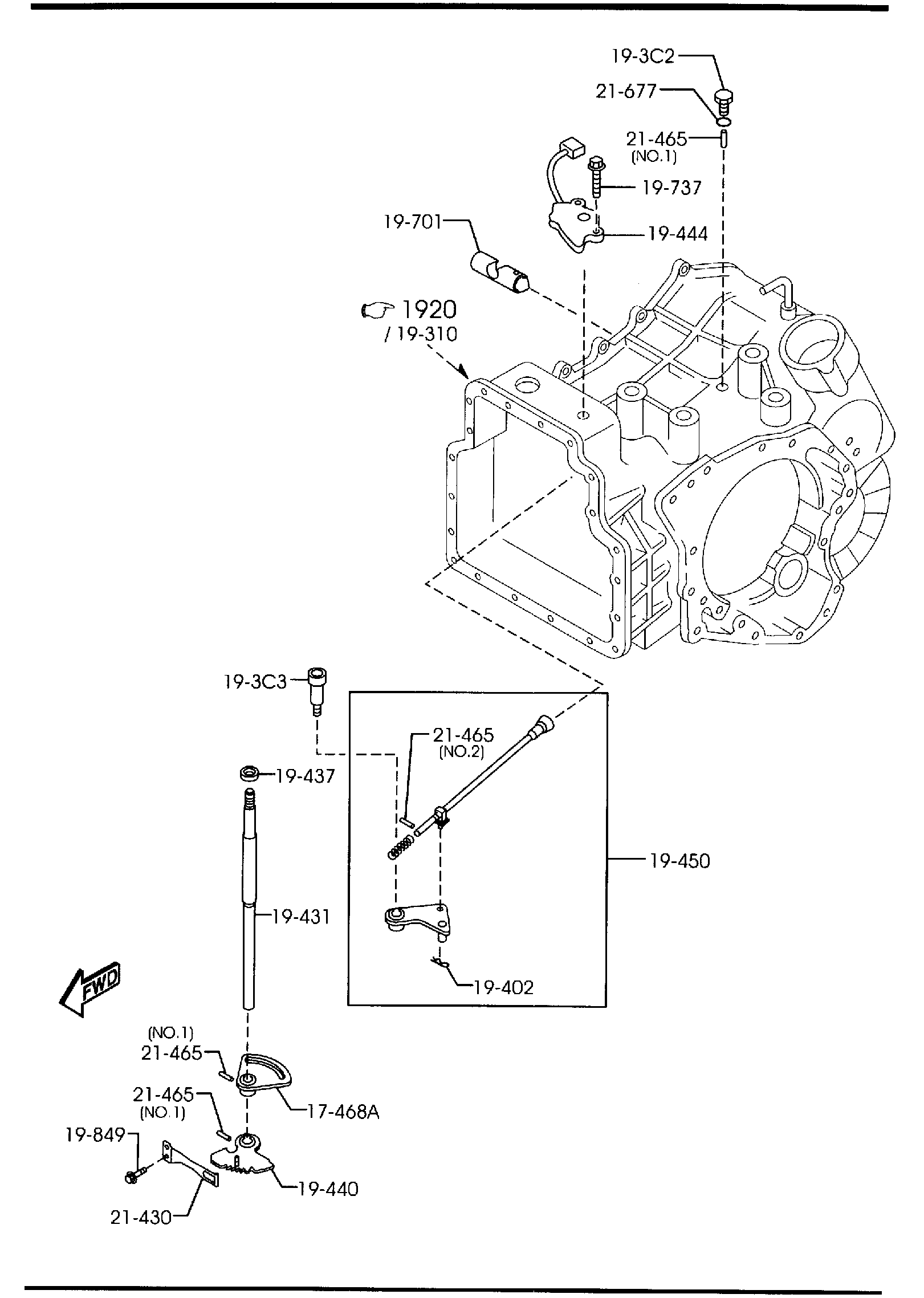 Diagram AUTOMATIC TRANSMISSION MANUAL LINKAGE SYSTEM for your 1998 Mazda Protege   