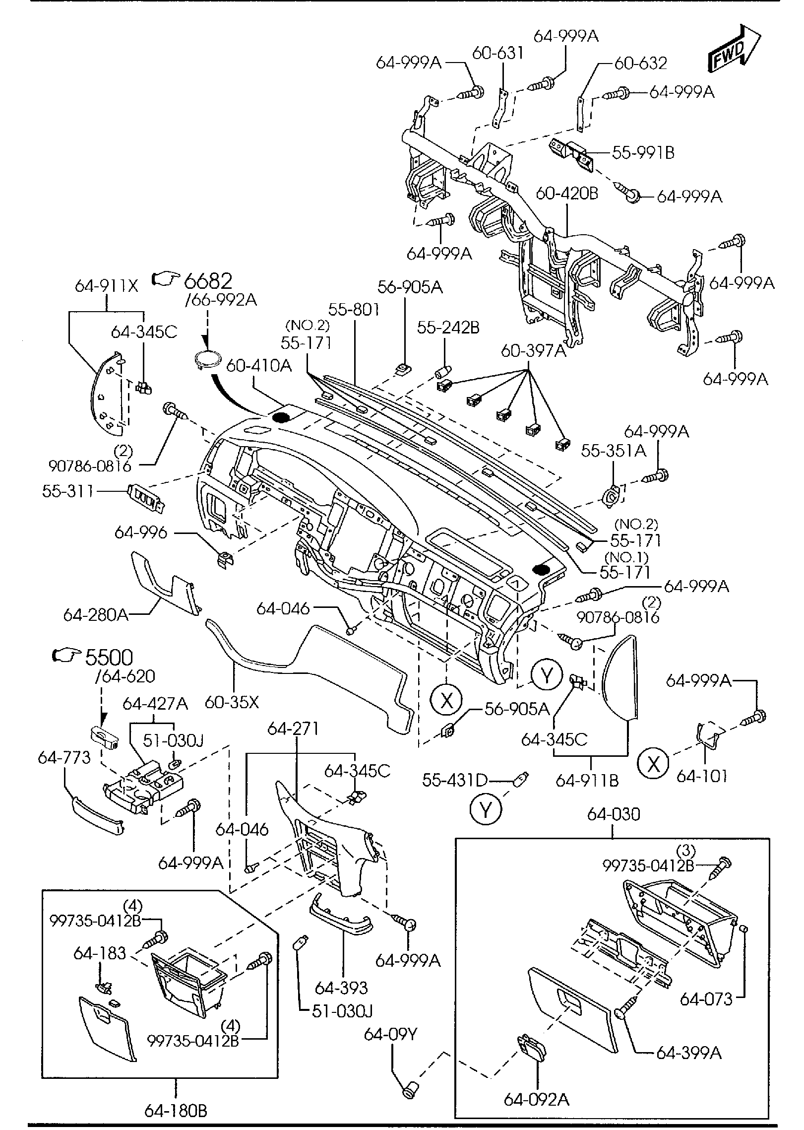 Diagram DASHBOARD & RELATED PARTS for your 2008 Mazda CX-9   
