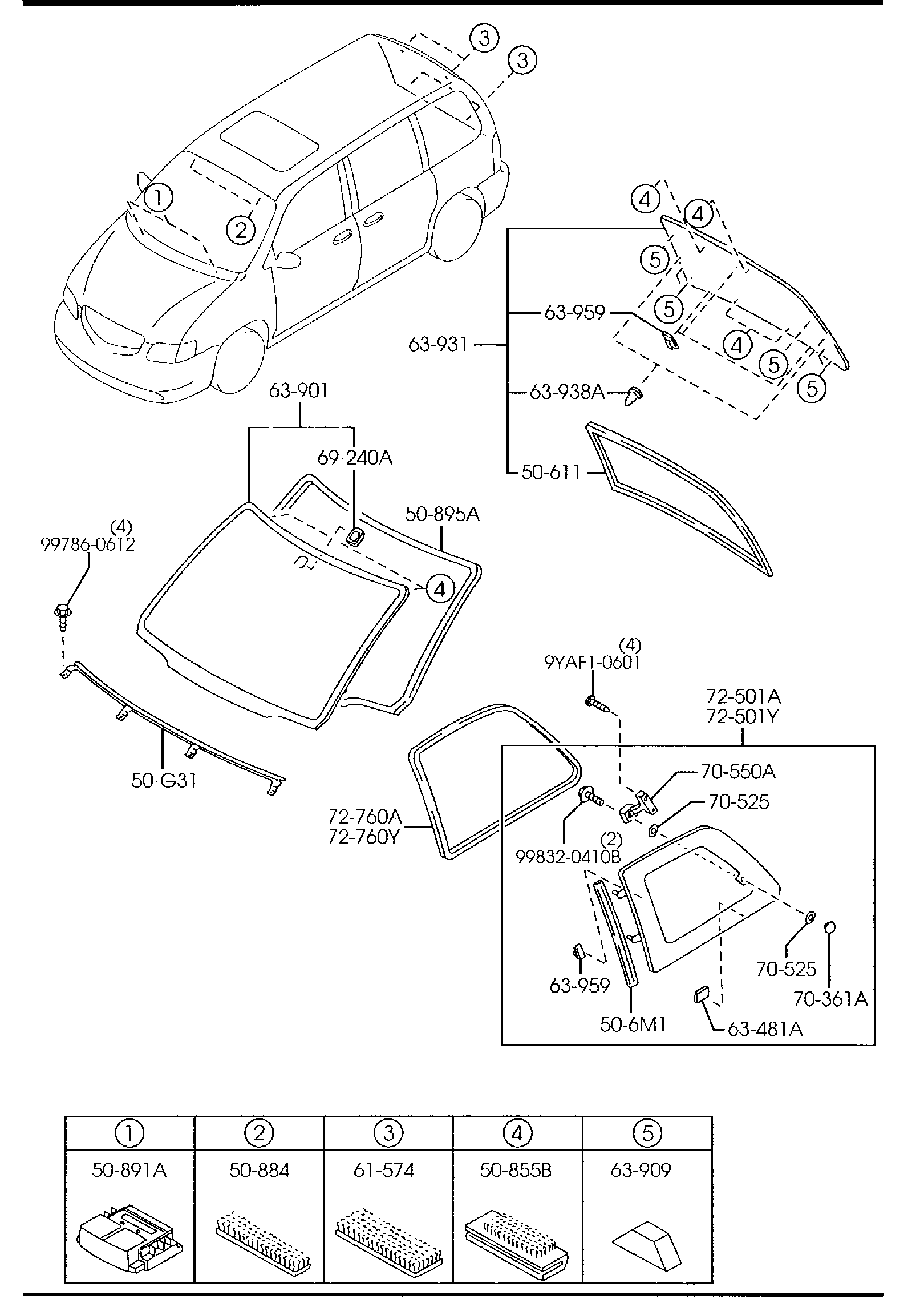 Diagram WINDOW GLASSES for your 2014 Mazda Mazda2   