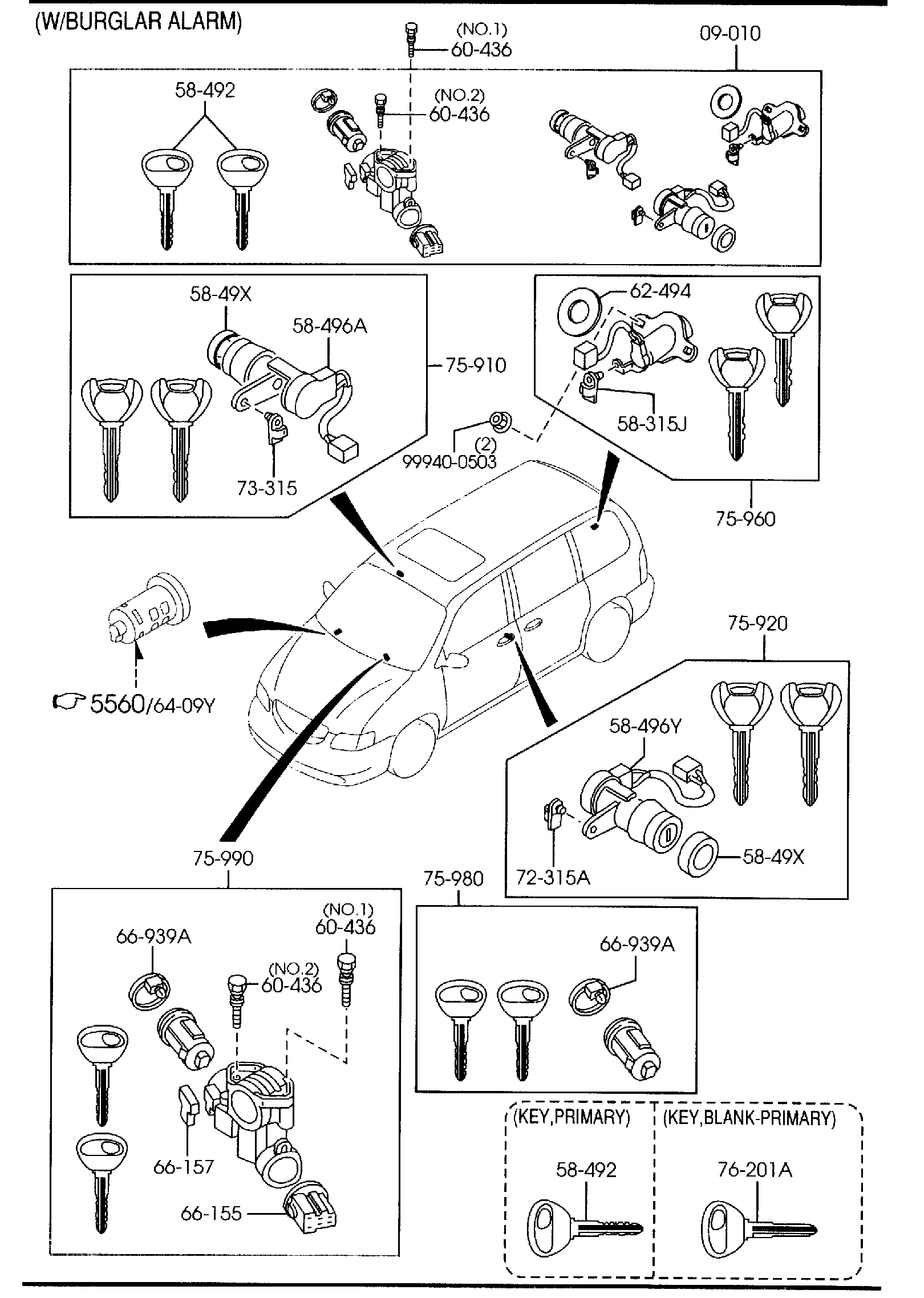 Diagram KEY SETS for your 1993 Mazda 323 1.8L MT SEDAN DX 