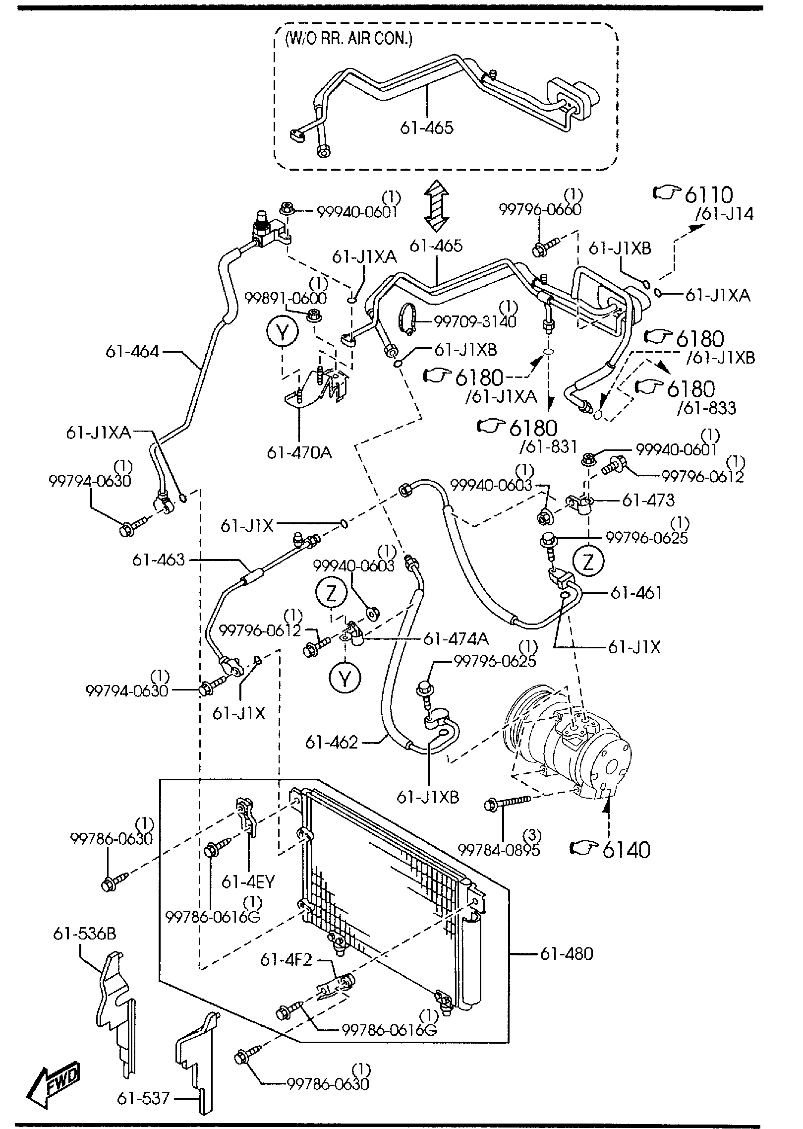 Diagram FRONT AIR CONDITIONER for your 1997 Mazda Millenia   