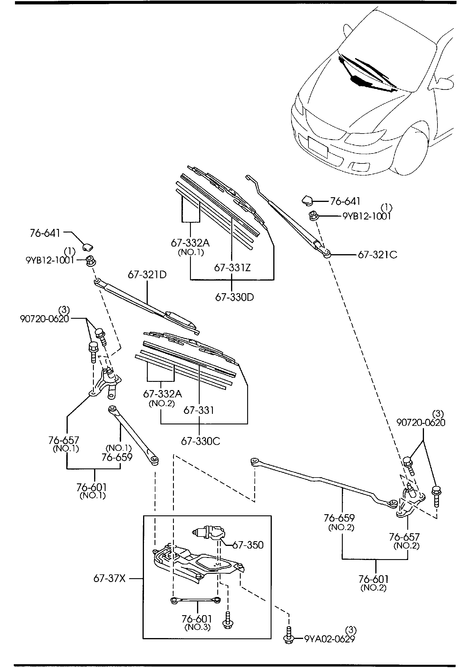 Diagram WINDSHIELD WIPERS for your 2008 Mazda CX-7   