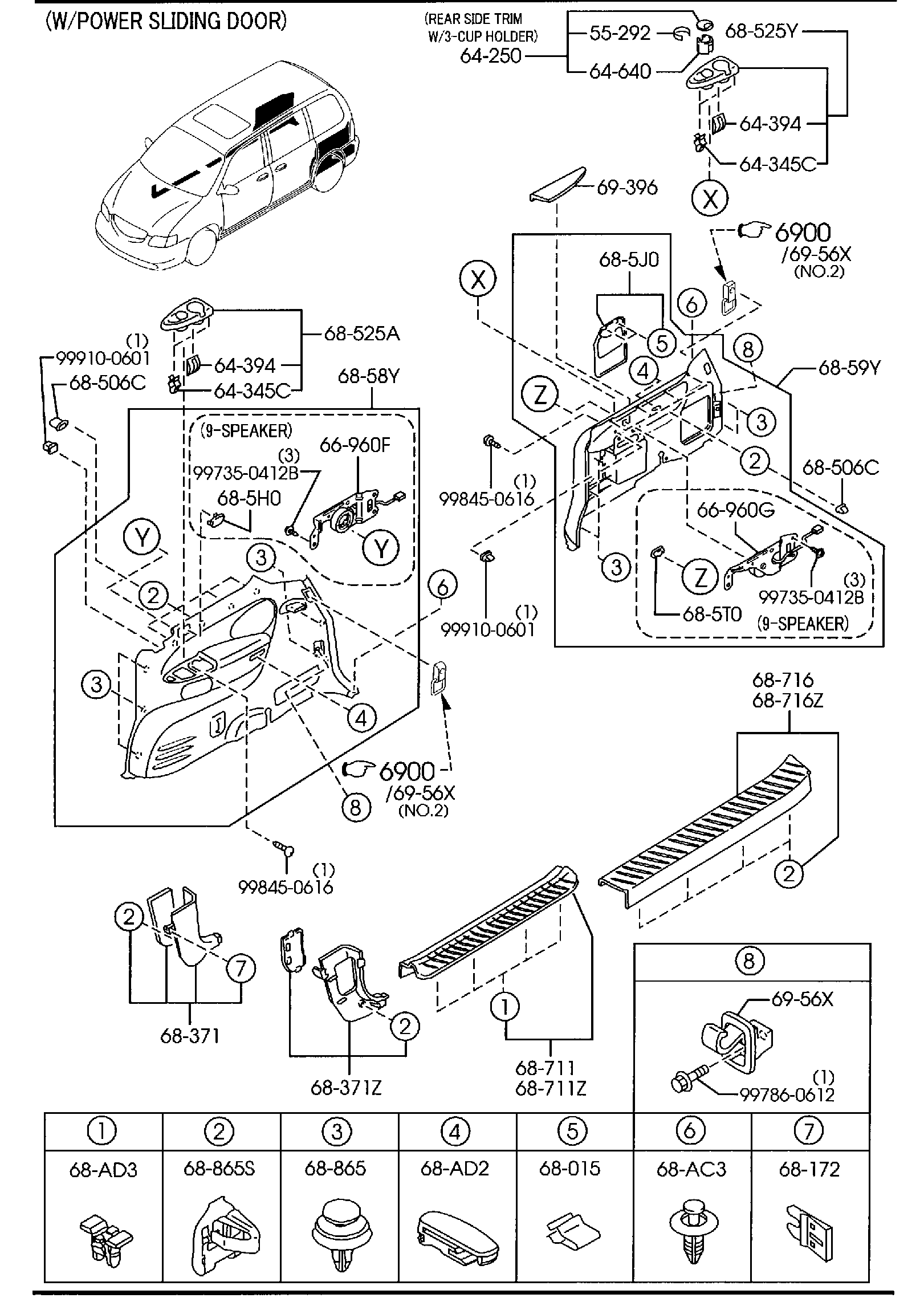 Diagram TRIMS & SCUFF PLATES for your 2018 Mazda Mazda3  HATCHBACK GRAND TOURING (VIN Begins: 3MZ) 
