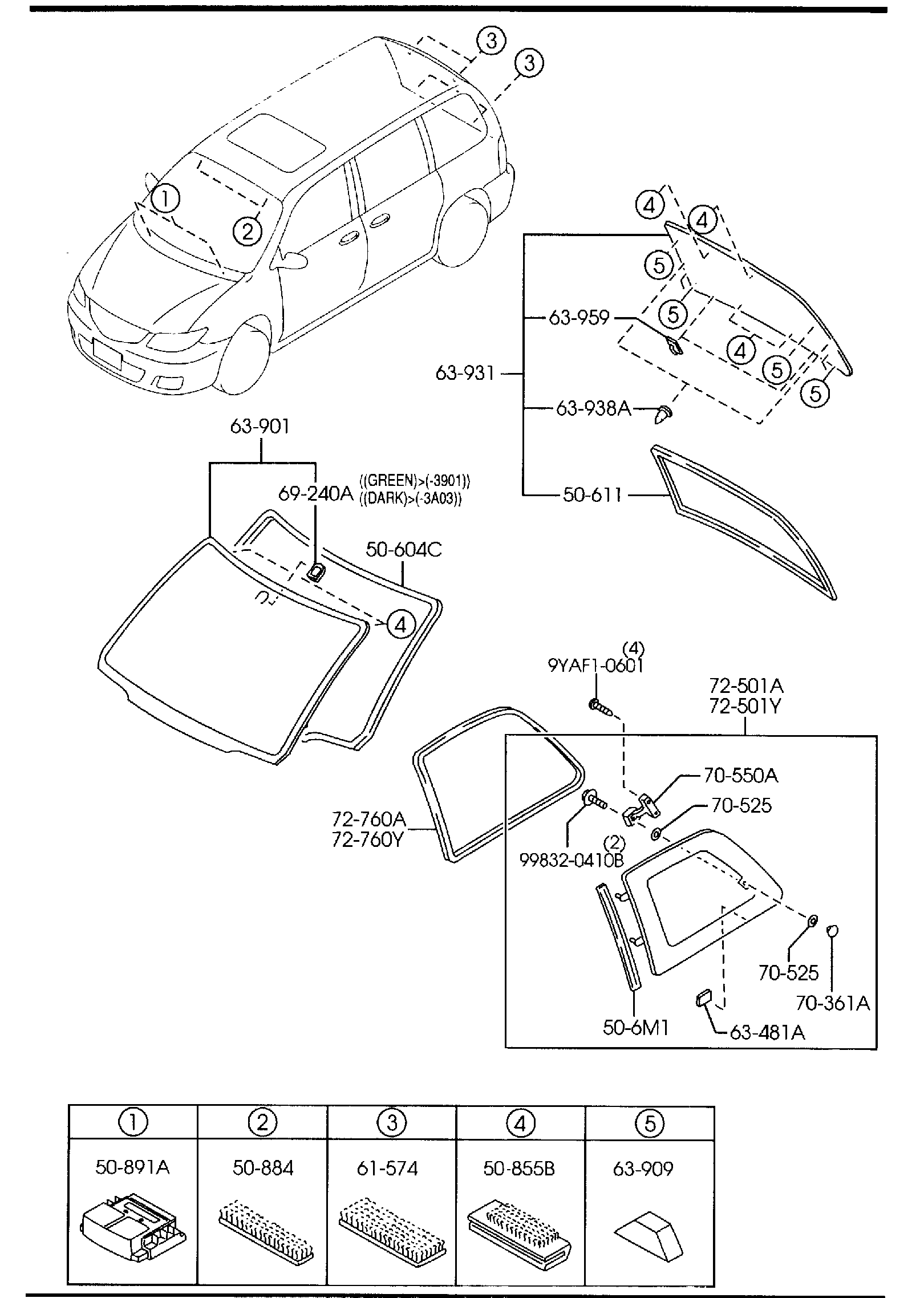 Diagram WINDOW GLASSES for your 2014 Mazda Mazda2   