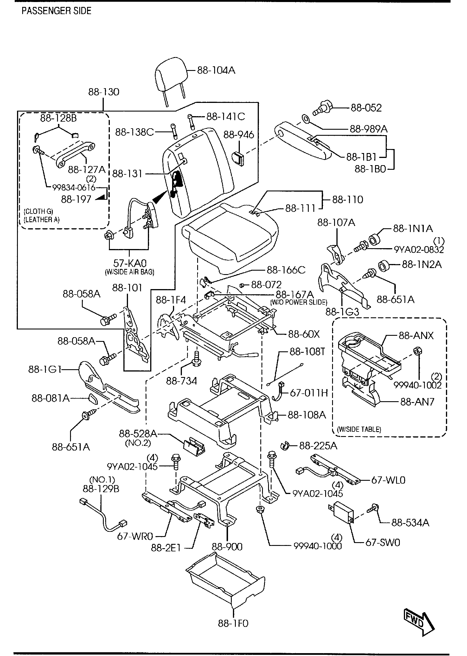 Diagram FRONT SEATS (EXC.TAIWAN) for your 2018 Mazda MX-5 Miata   