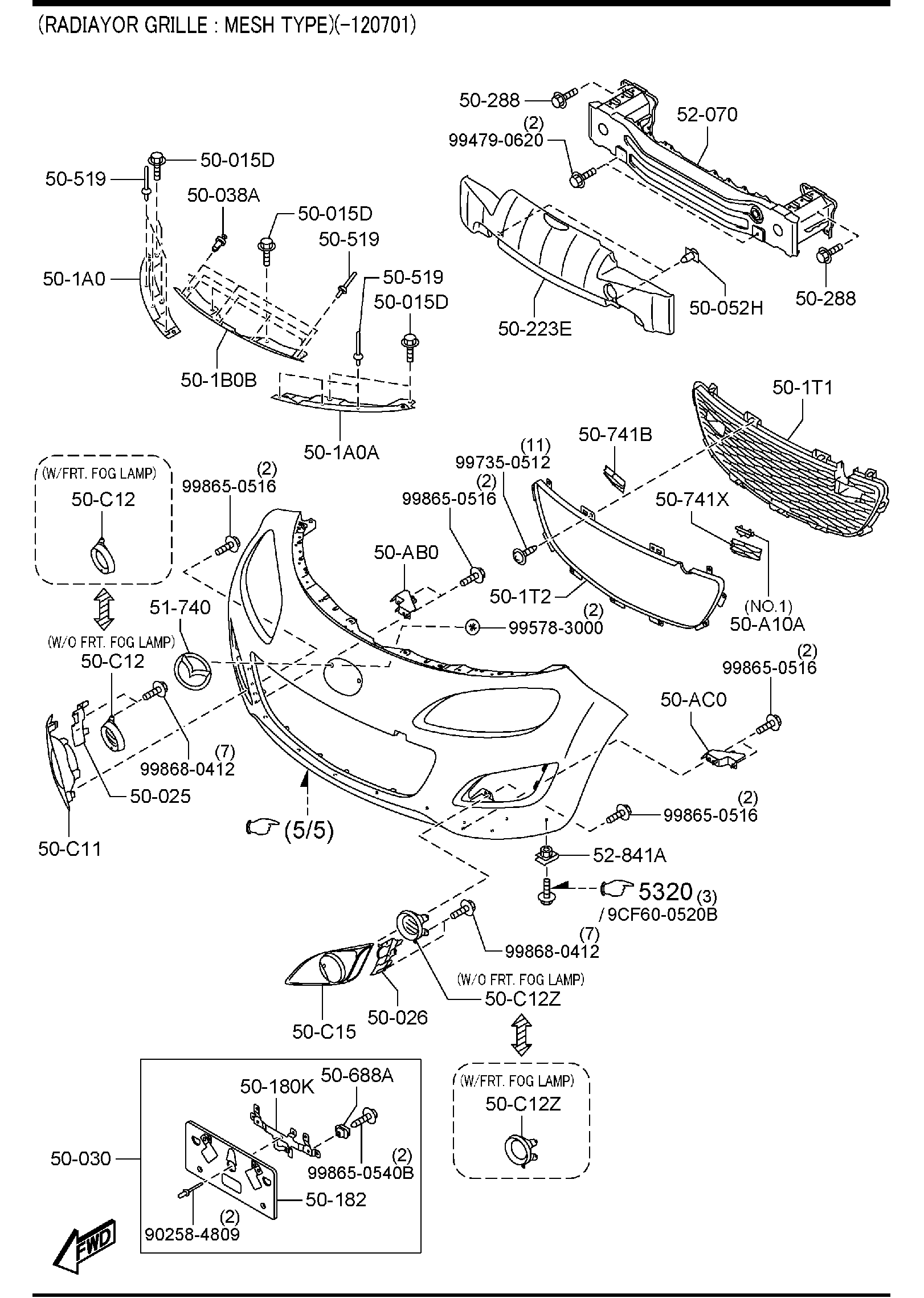 Diagram FRONT BUMPER for your 2010 Mazda MX-5 Miata 2.0L AT W/RETRACTABLE HARD TOP P TOURING 