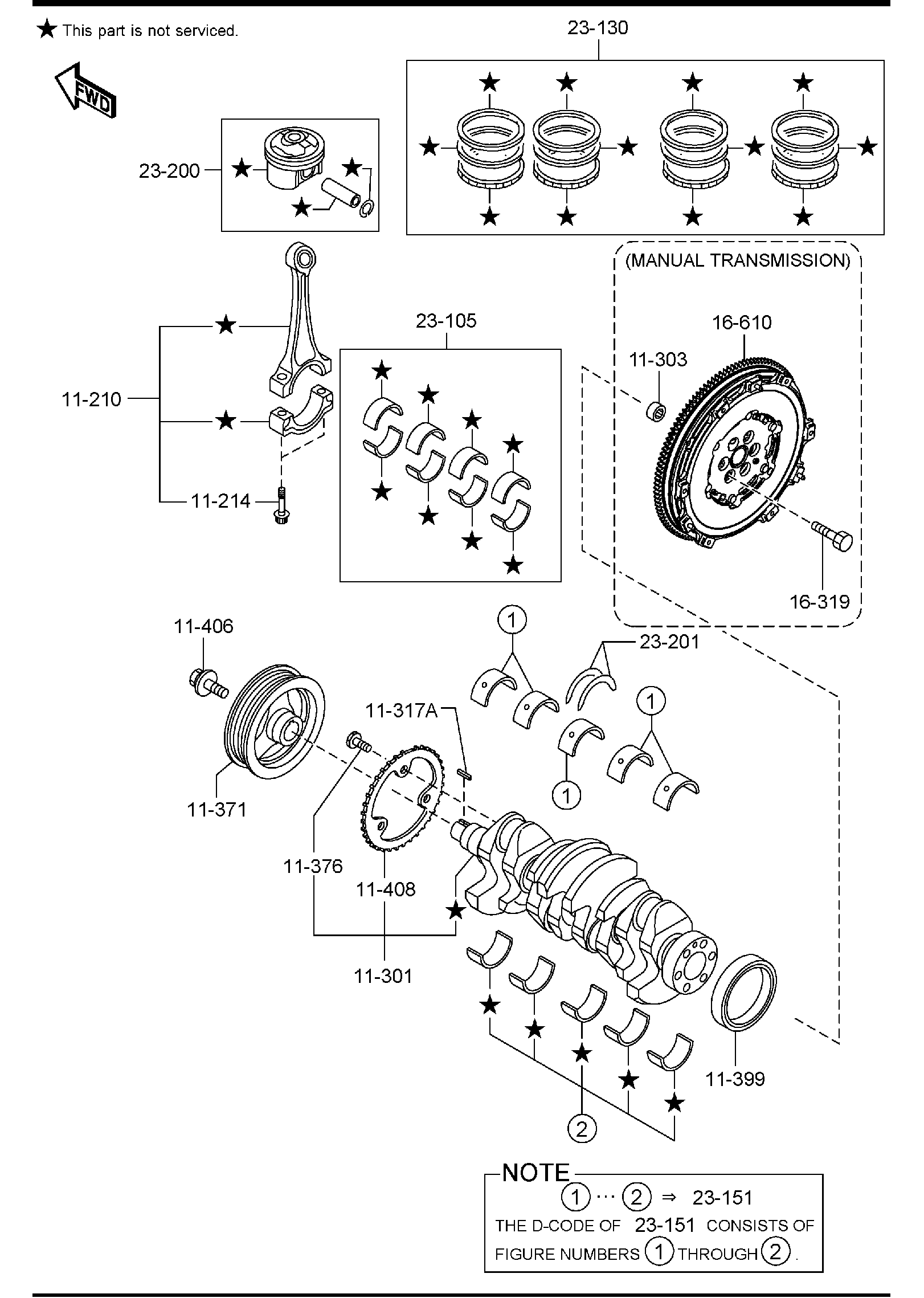 Diagram PISTON, CRANKSHAFT & FLYWHEEL for your 2024 Mazda CX-5   