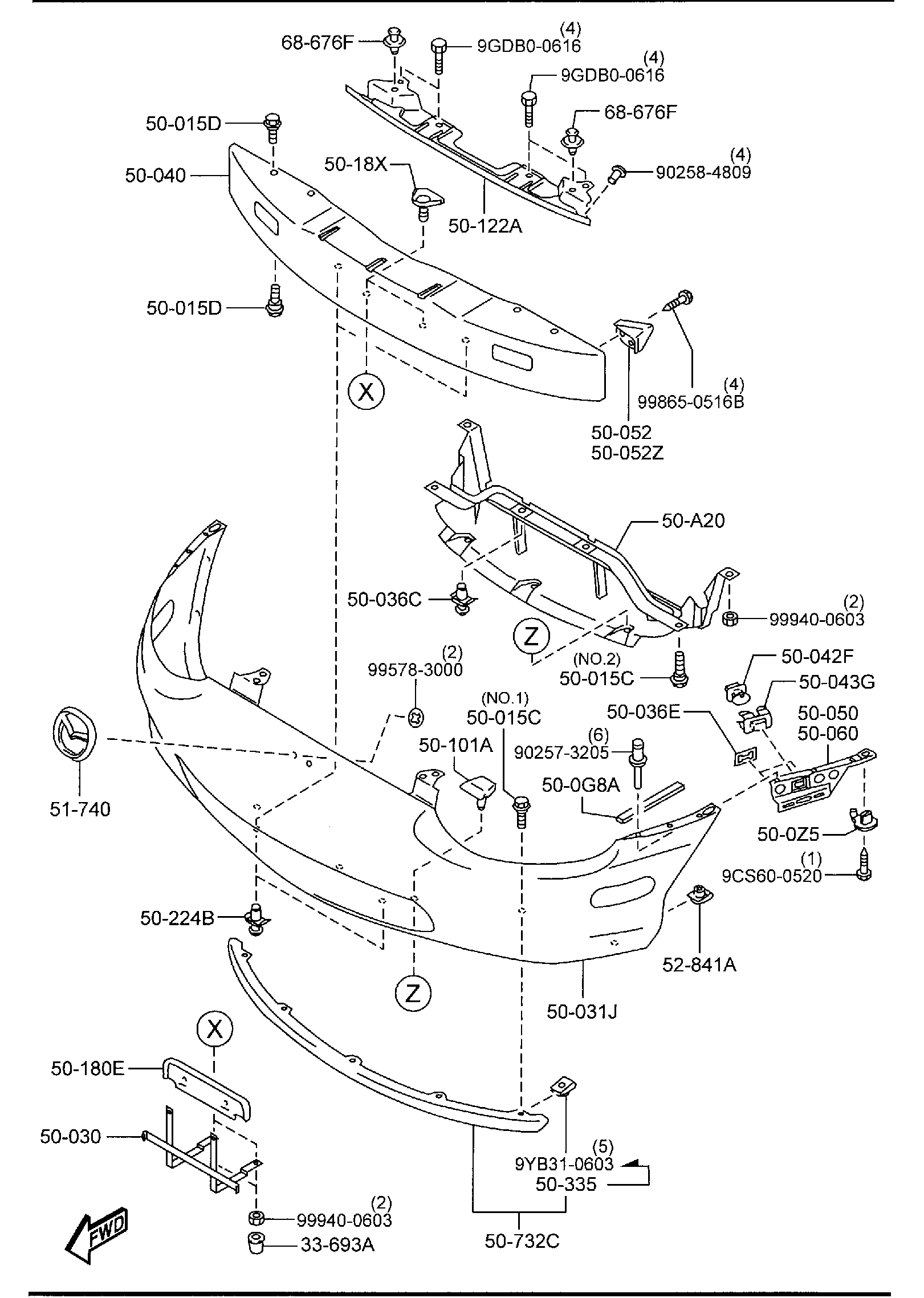 Diagram FRONT BUMPER for your 2012 Mazda MX-5 Miata   