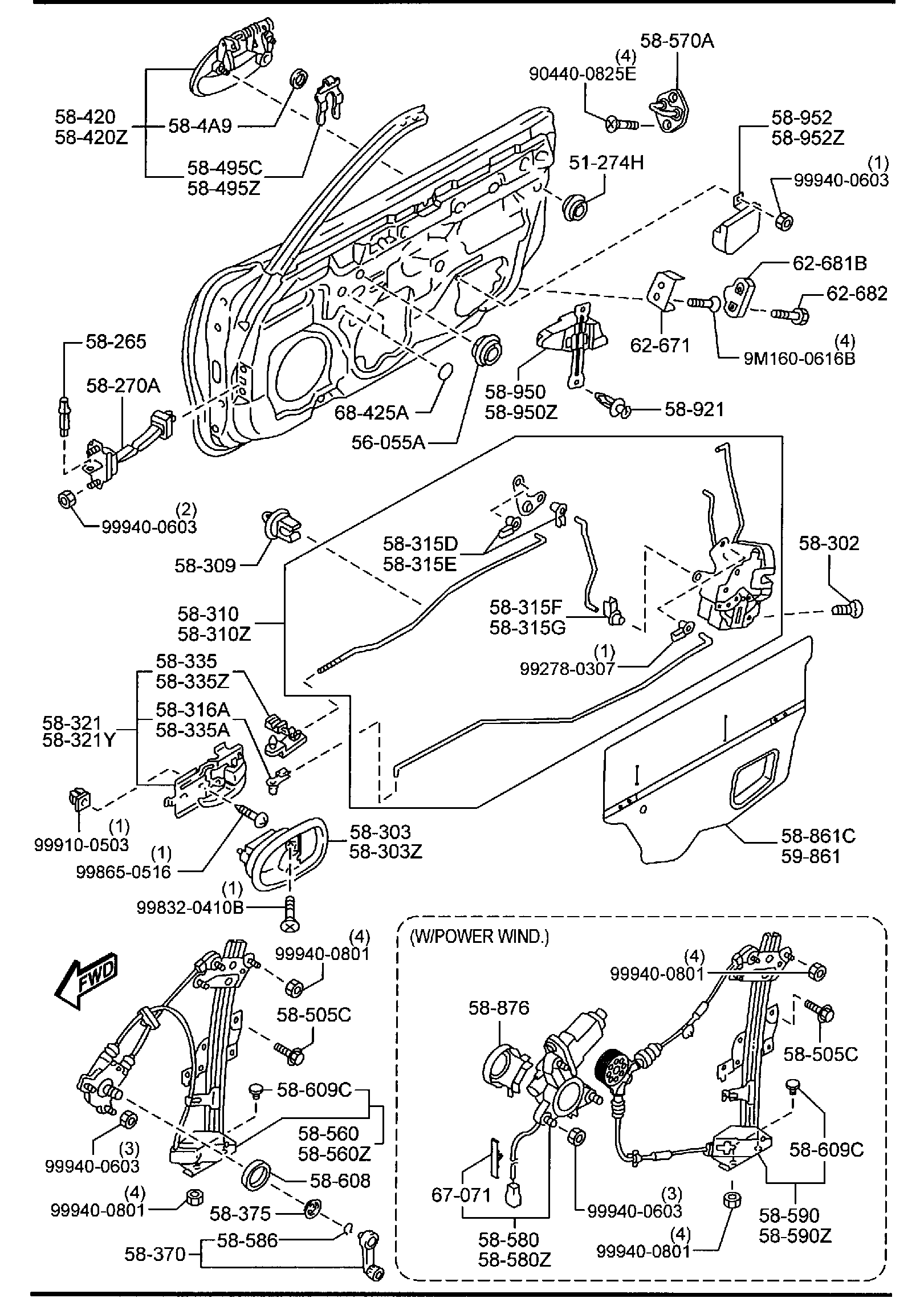 Diagram FRONT DOOR MECHANISMS for your 2012 Mazda Mazda2   