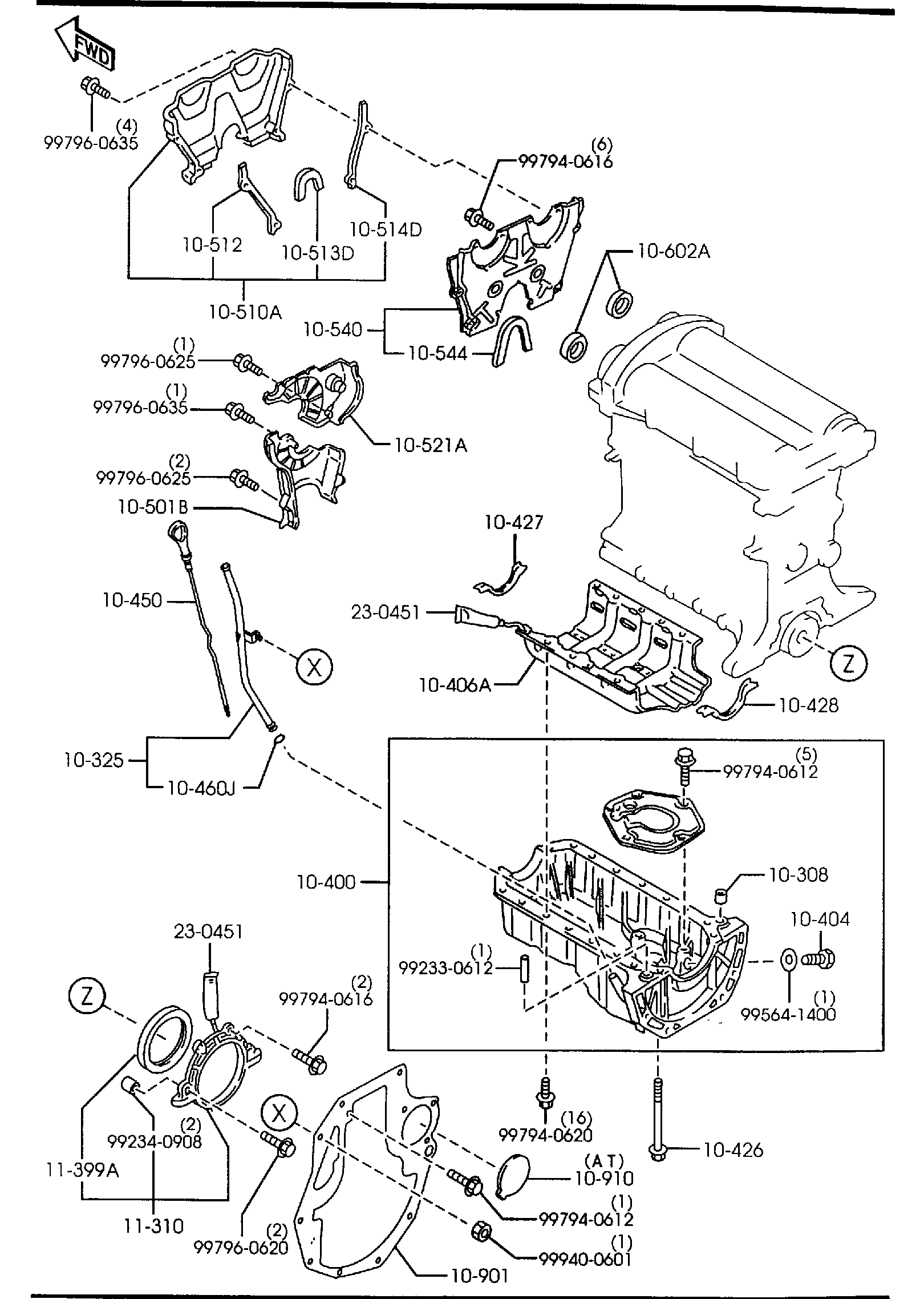 Diagram OIL PAN & TIMING COVER for your Mazda MX-5 Miata  