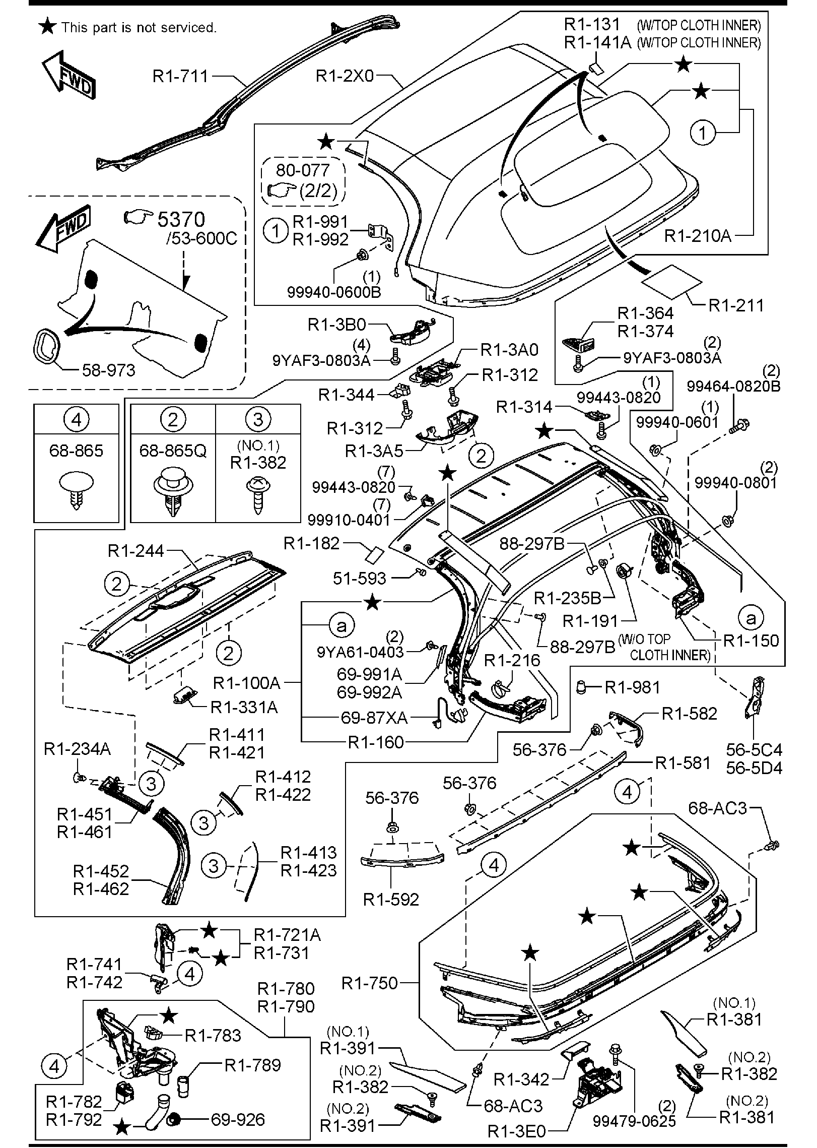 Diagram SUNROOF (W/O RETRACTABLE HARD TOP) for your 2018 Mazda MX-5 Miata   