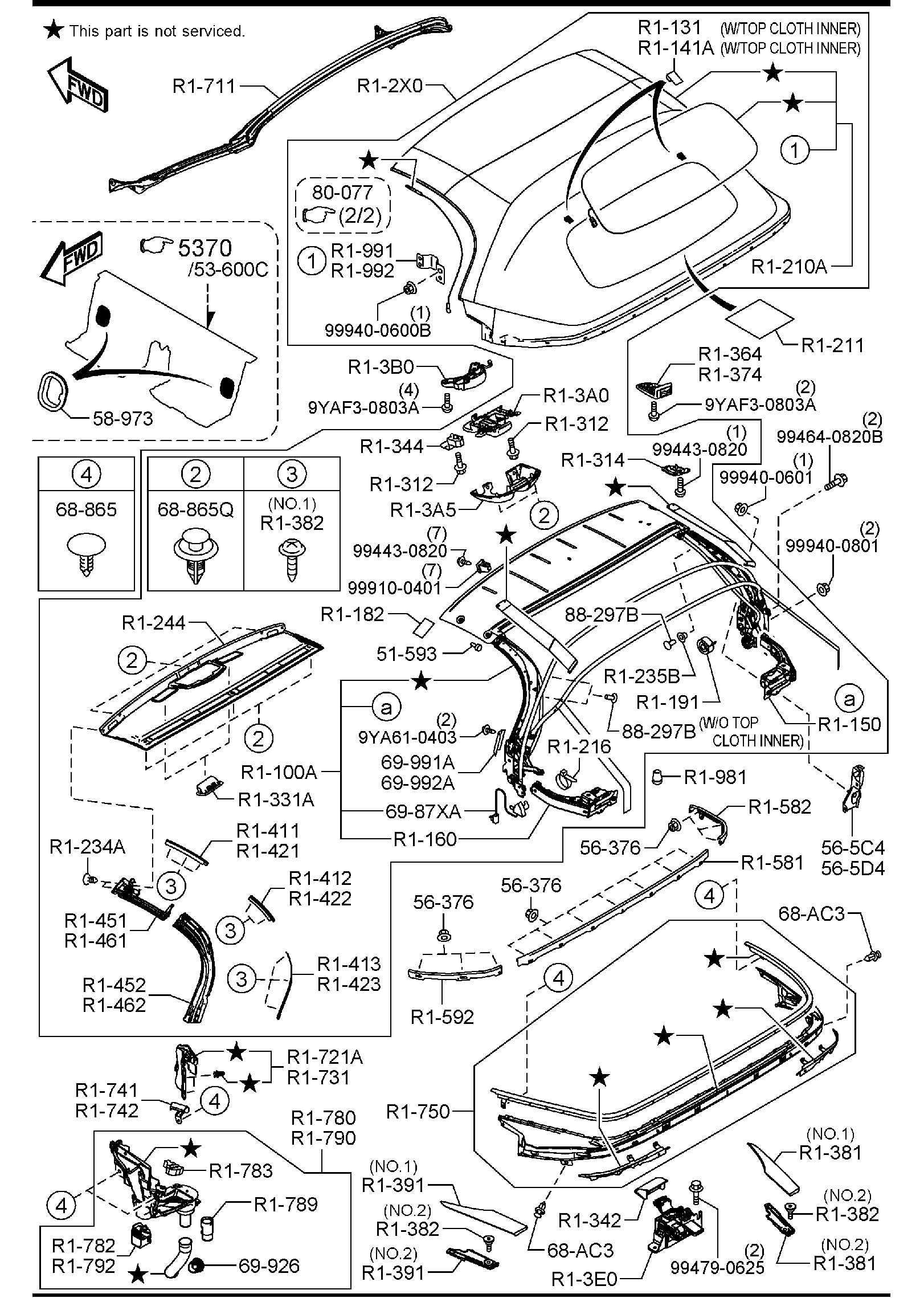 Diagram SUNROOF (W/O RETRACTABLE HARD TOP) for your 2019 Mazda MX-5 Miata   