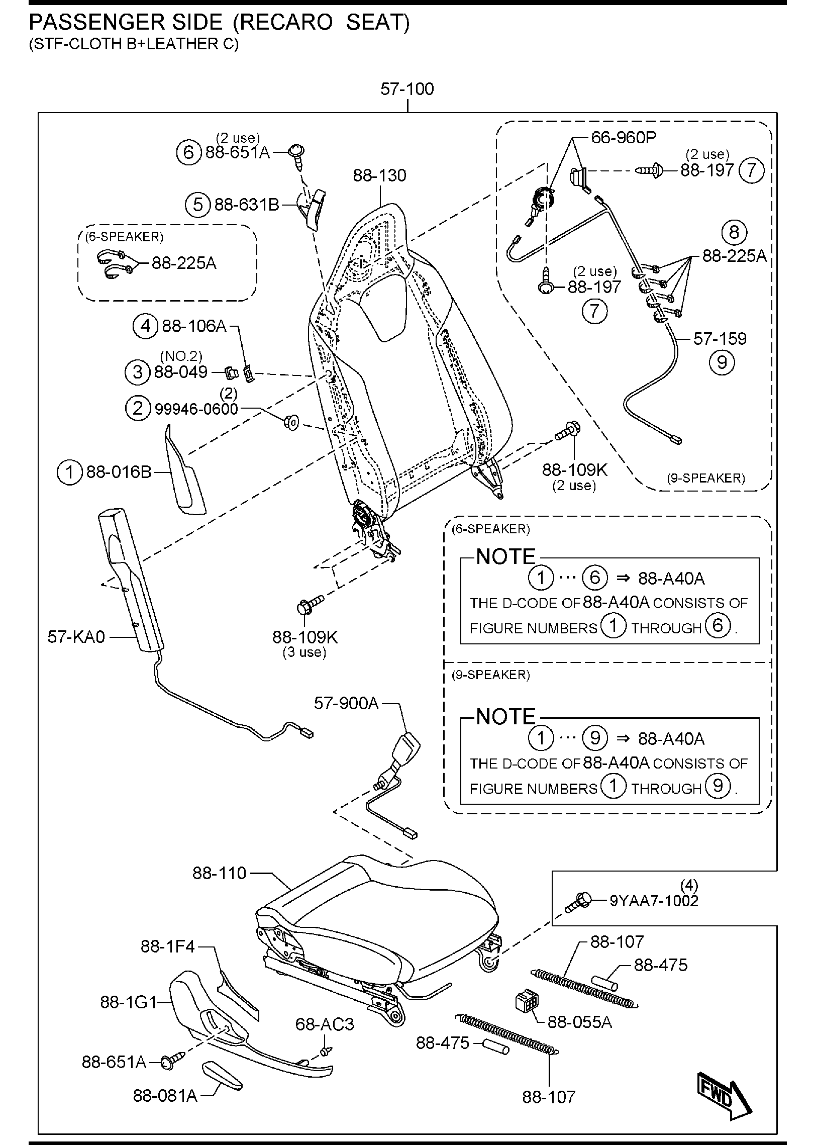 Diagram SEATS (W/O RETRACTABLE HARD TOP)(USA & CANADA) for your Mazda