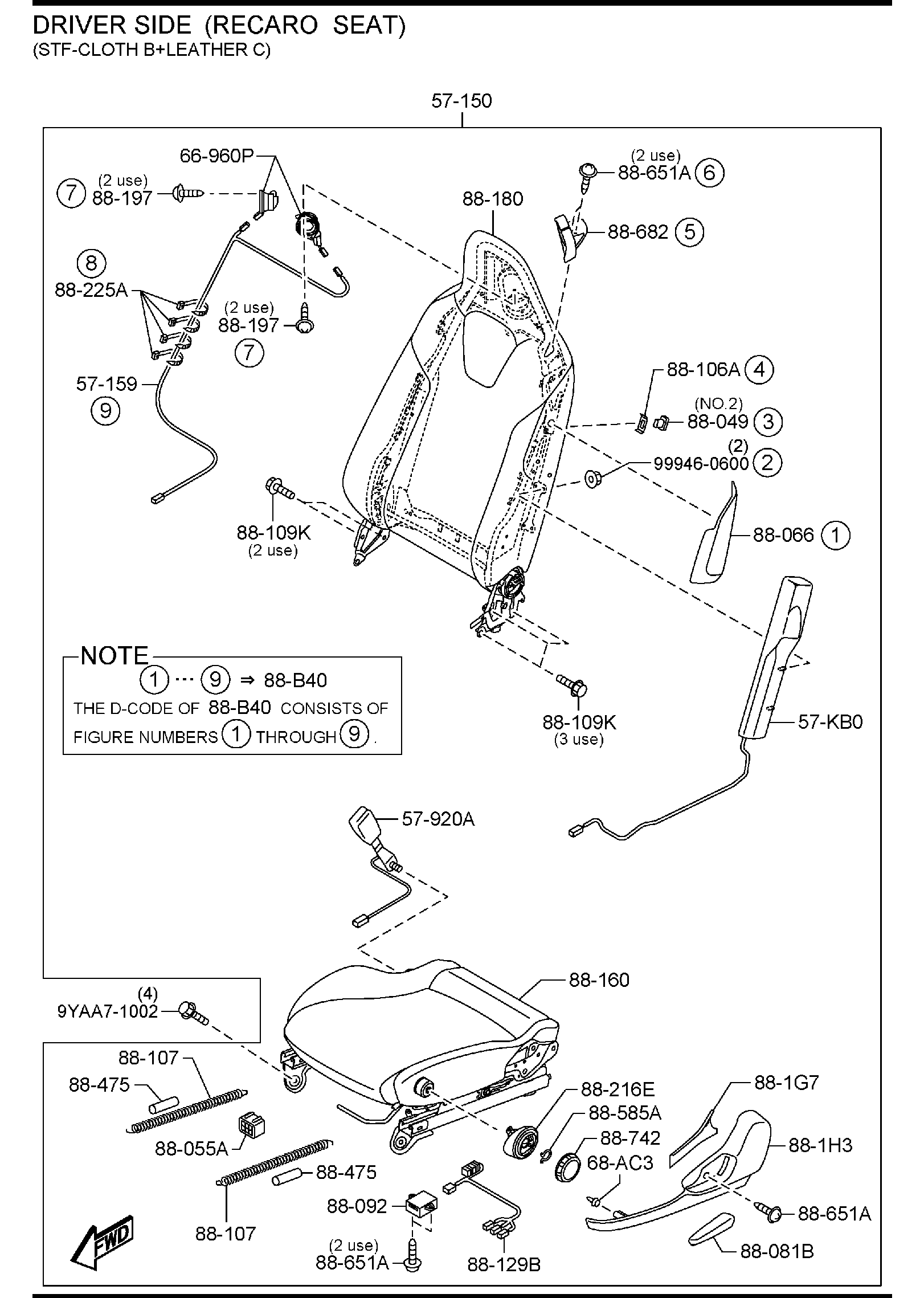 Diagram SEATS (W/RETRACTABLE HARD TOP)(USA & CANADA) for your Mazda