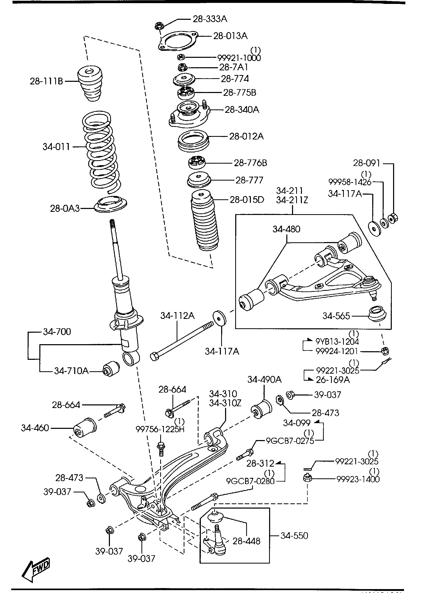 Diagram FRONT SUSPENSION MECHANISMS for your 2007 Mazda MX-5 Miata   