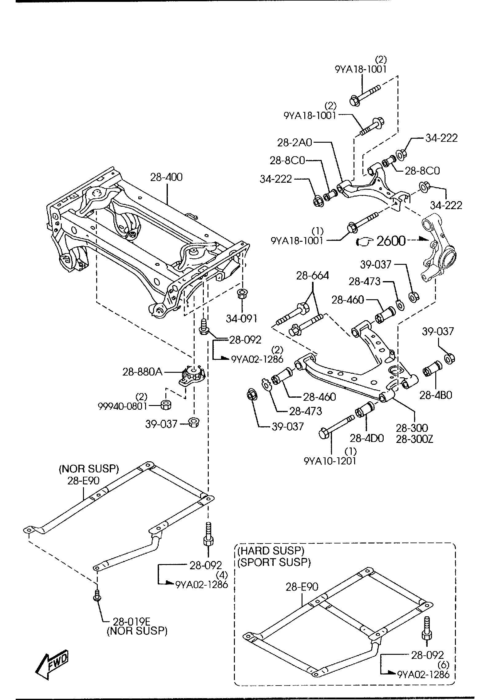 Diagram REAR LOWER ARMS & SUB FRAME for your 2016 Mazda Mazda3  HATCHBACK I (VIN Begins: 3MZ) 