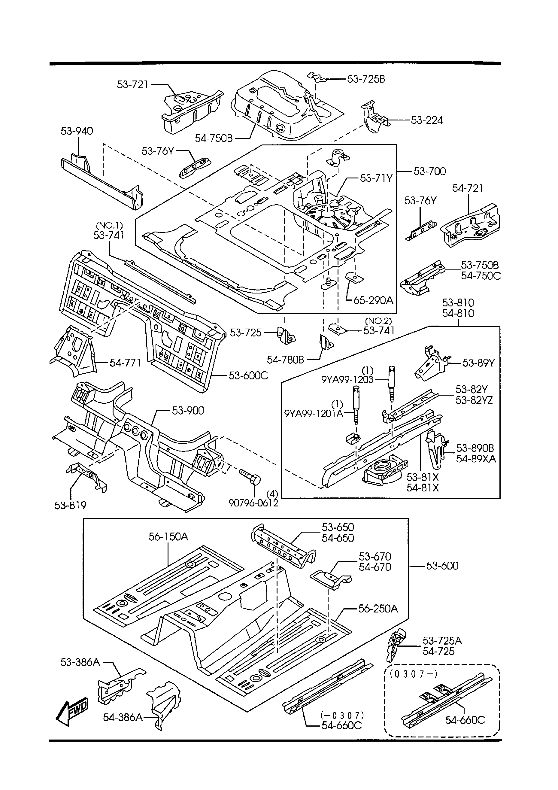 Diagram FLOOR PANELS for your 2021 Mazda CX-3   